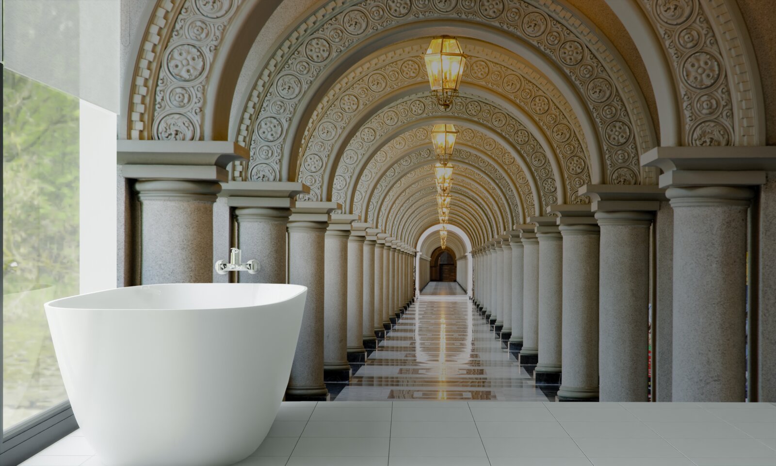 Fototapet un șir nesfârșit de coloane de marmură