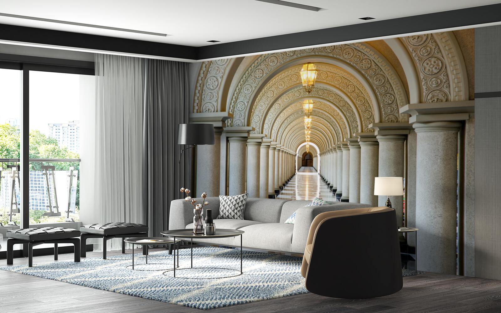 Fototapet un șir nesfârșit de coloane de marmură