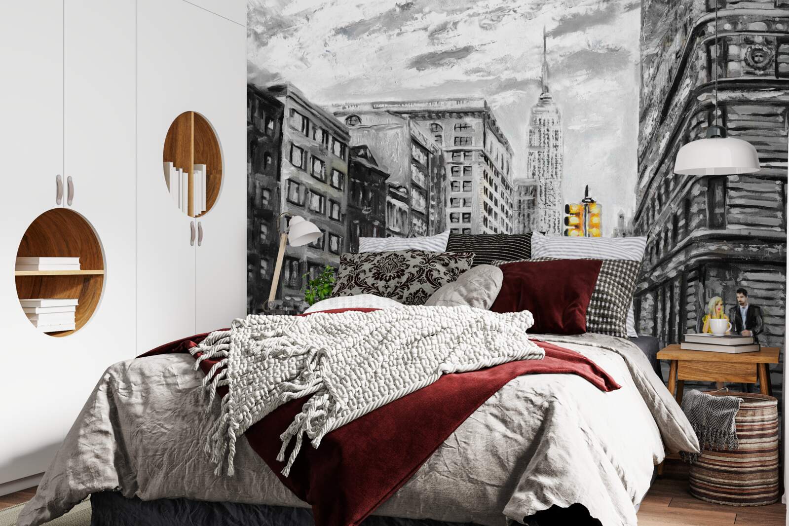 Fototapet Taxiuri galbene pe străzile gri ale orașului