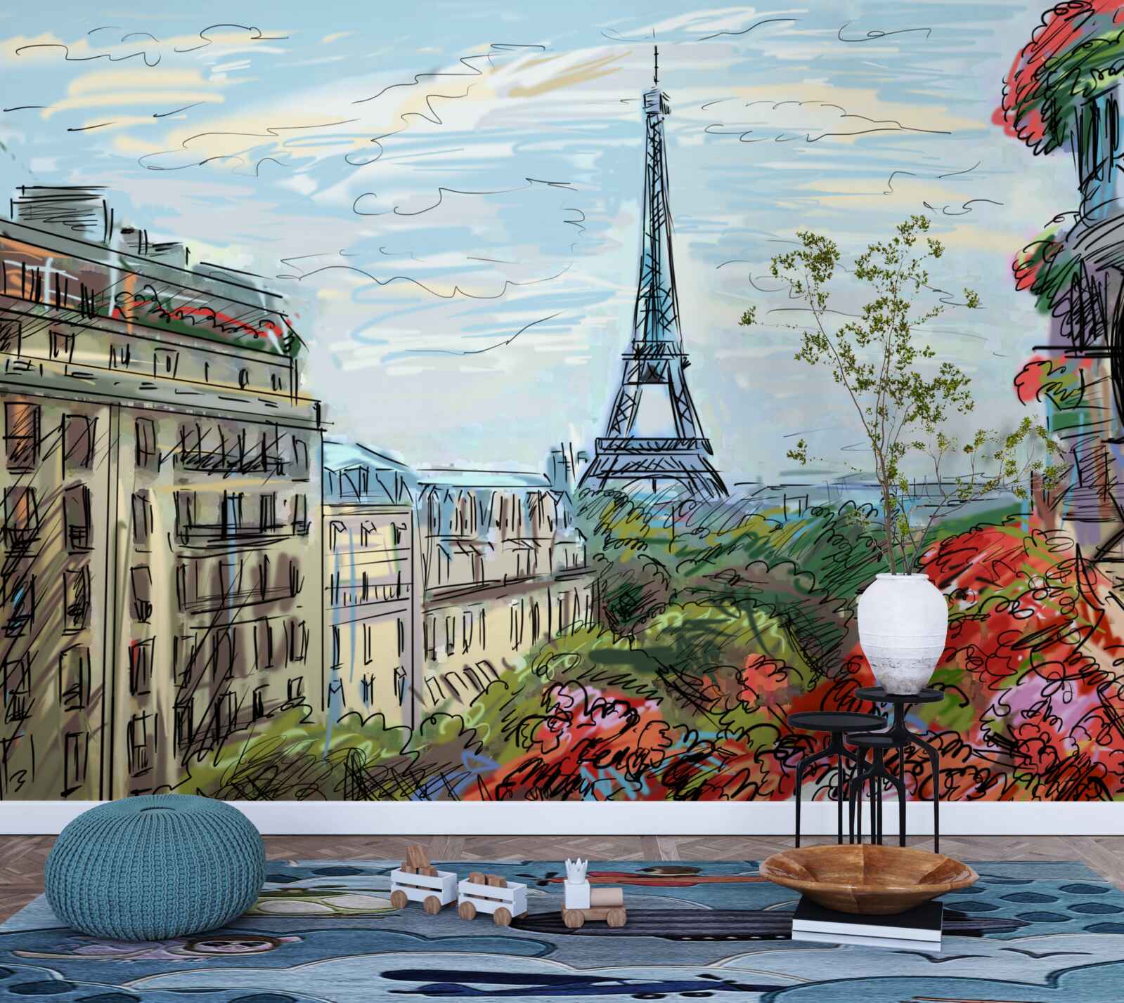 Fototapet vedere uluitoare la turnul eiffel din balcon