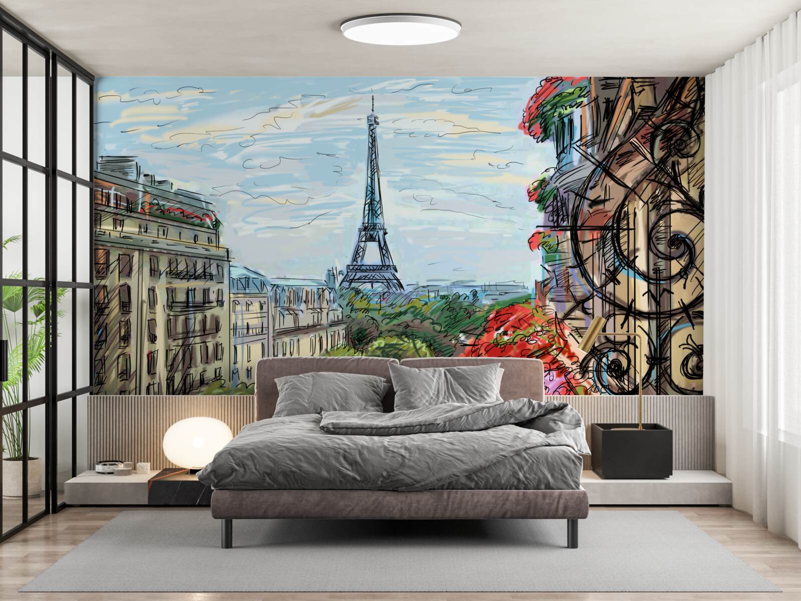 Fototapet vedere uluitoare la turnul eiffel din balcon