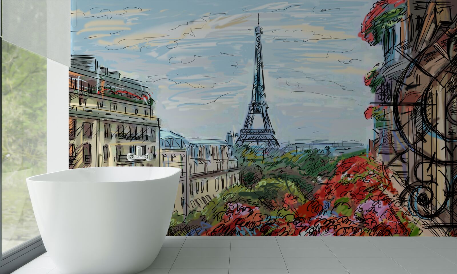 Fototapet vedere uluitoare la turnul eiffel din balcon