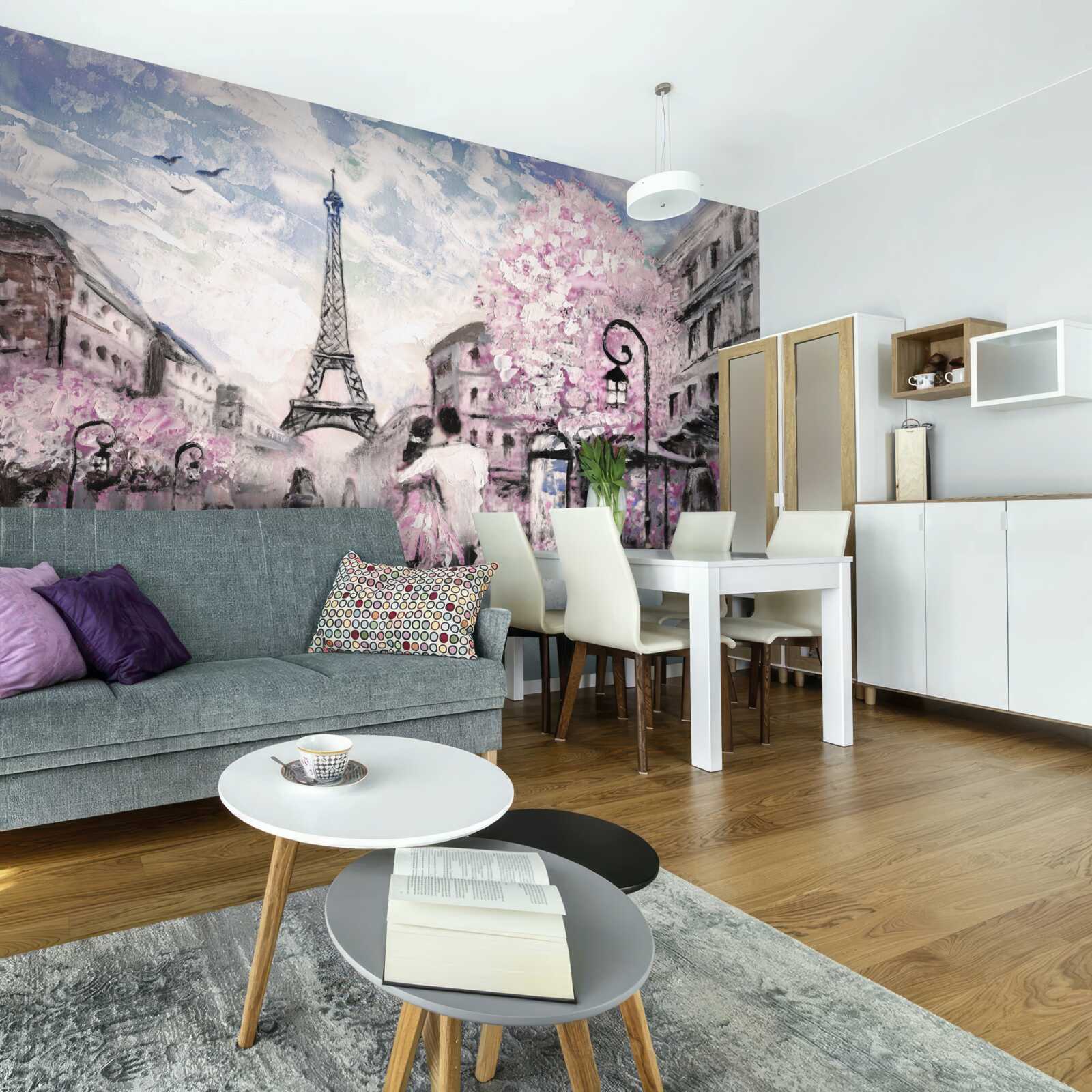 Fototapet un cuplu îndrăgostit pe străzile din paris