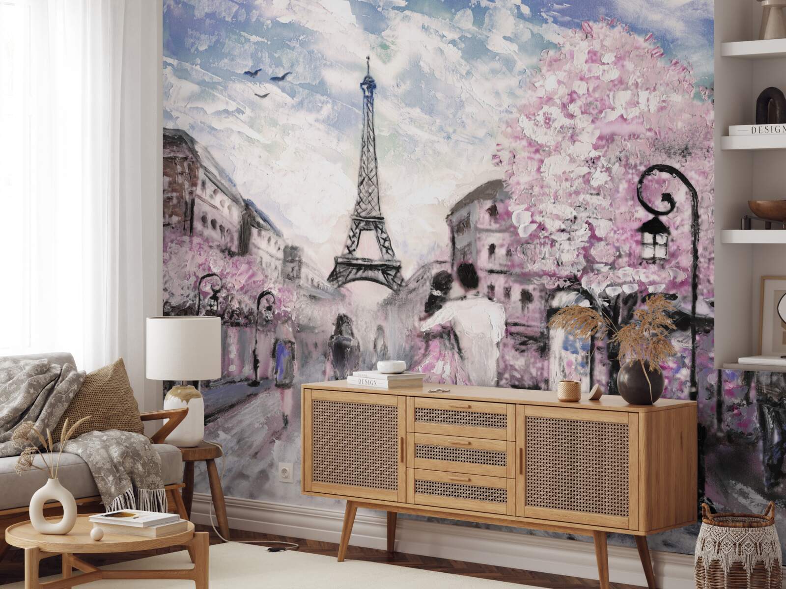 Fototapet un cuplu îndrăgostit pe străzile din paris