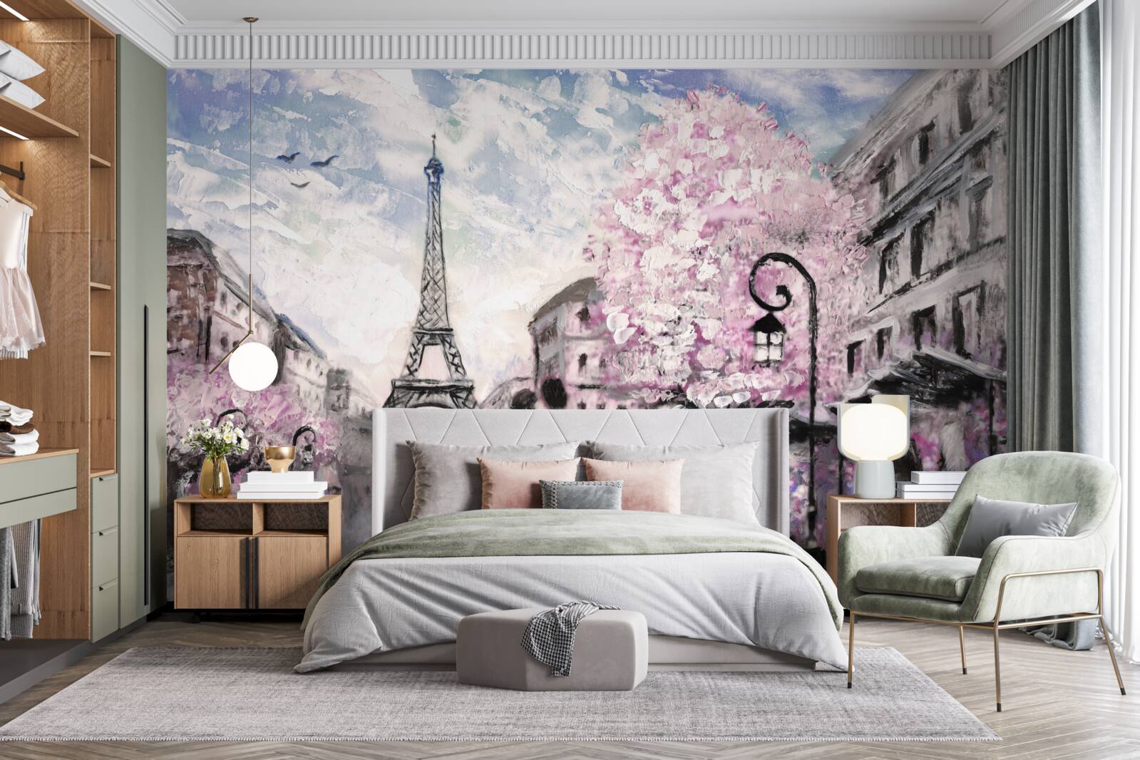 Fototapet un cuplu îndrăgostit pe străzile din paris