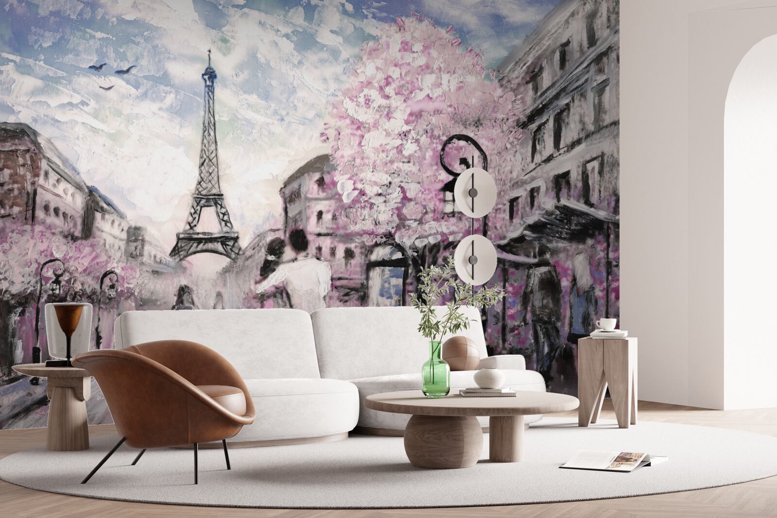 Fototapet un cuplu îndrăgostit pe străzile din paris