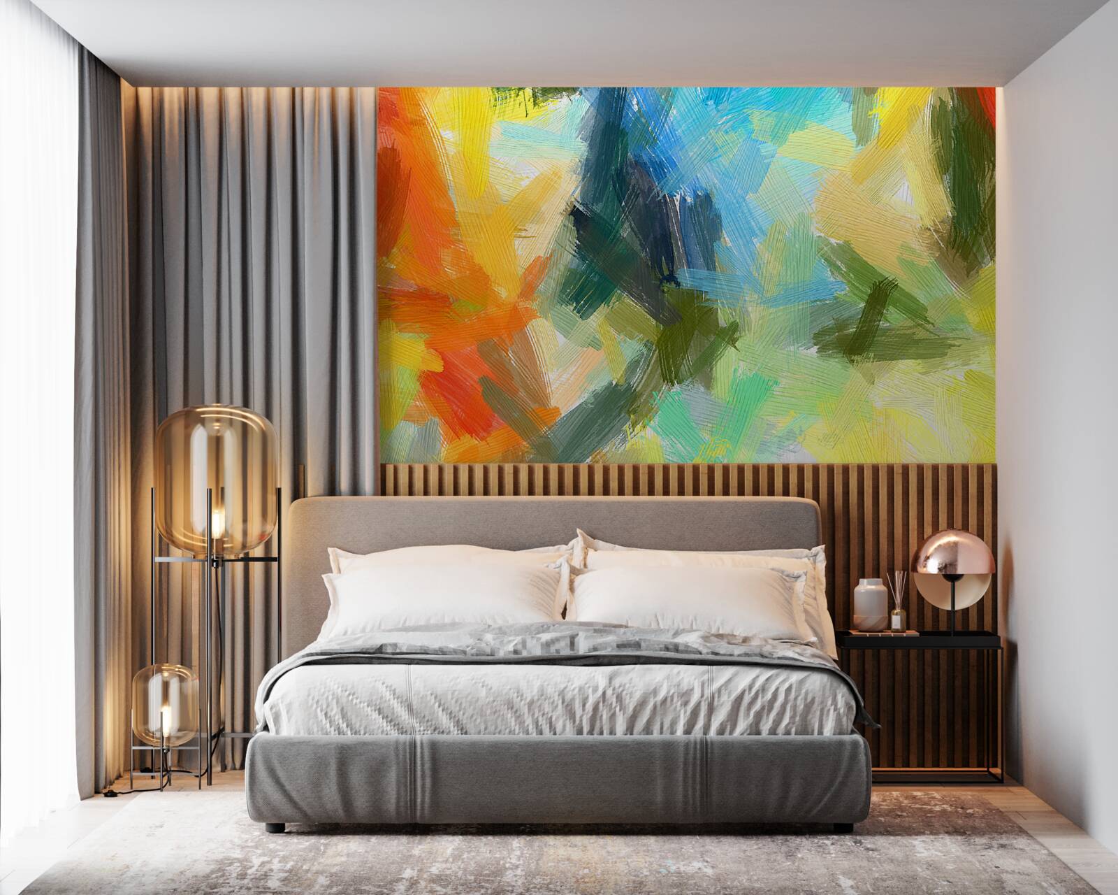 Fototapet pictură abstractă în ulei reprezentând toamna