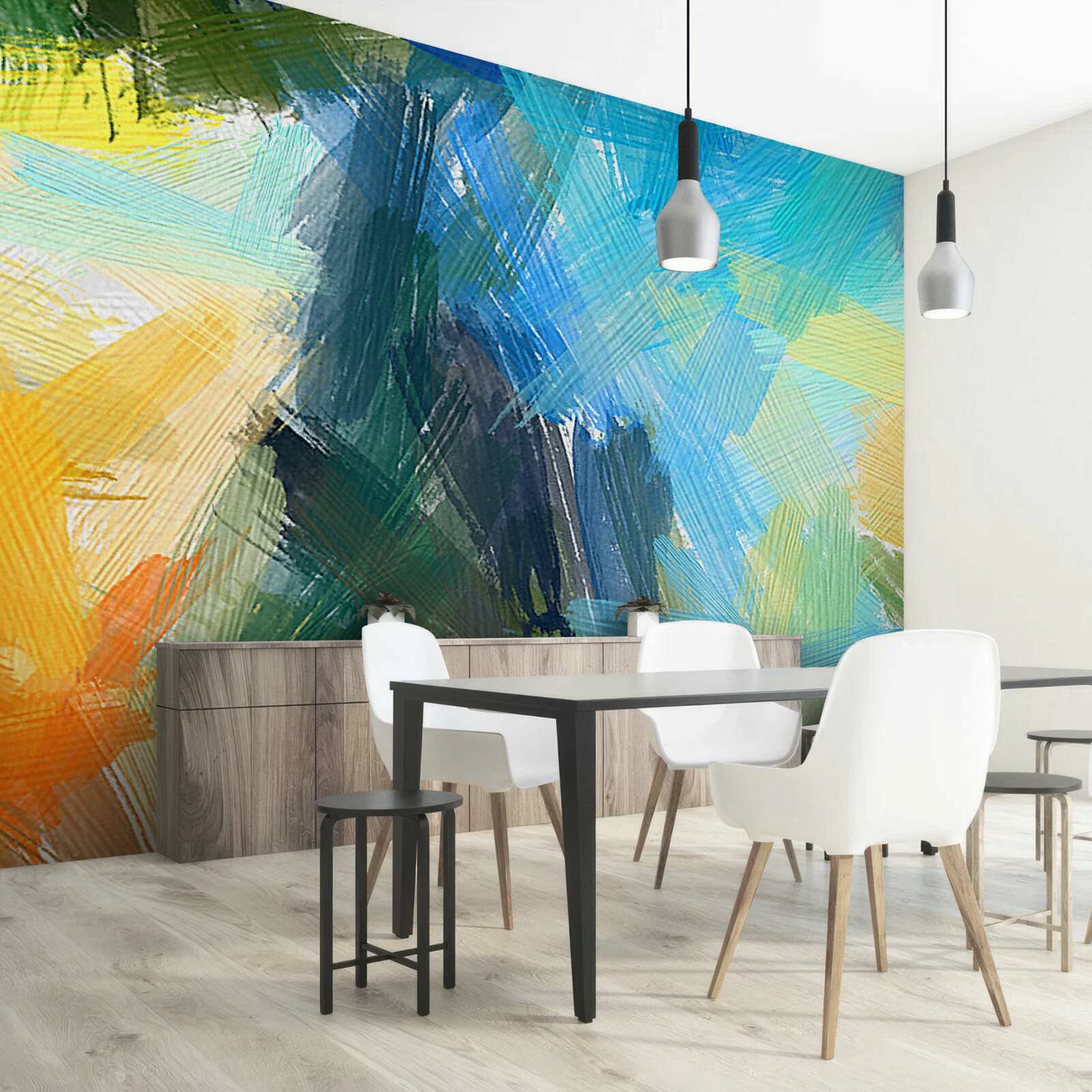 Fototapet abstracție de toamnă creată cu vopsele în ulei