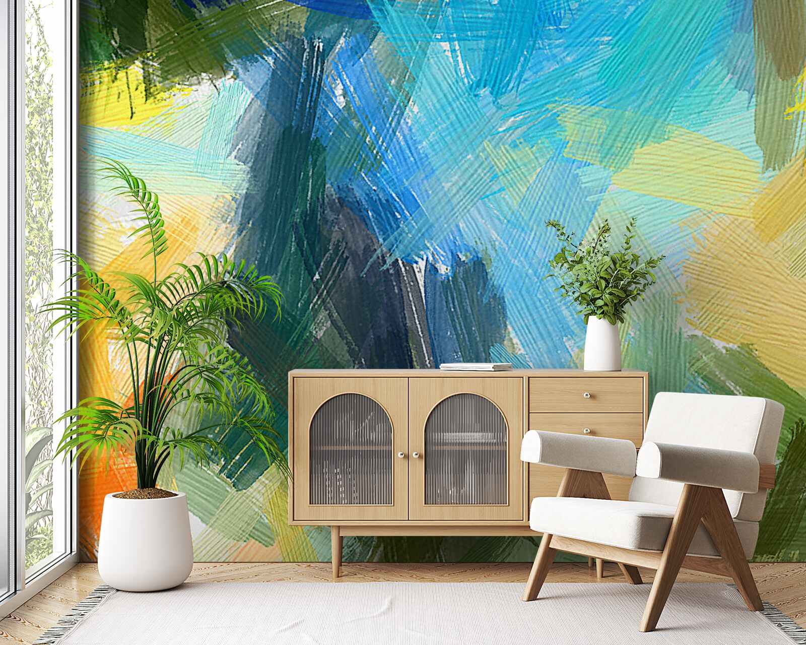 Fototapet abstracție de toamnă creată cu vopsele în ulei