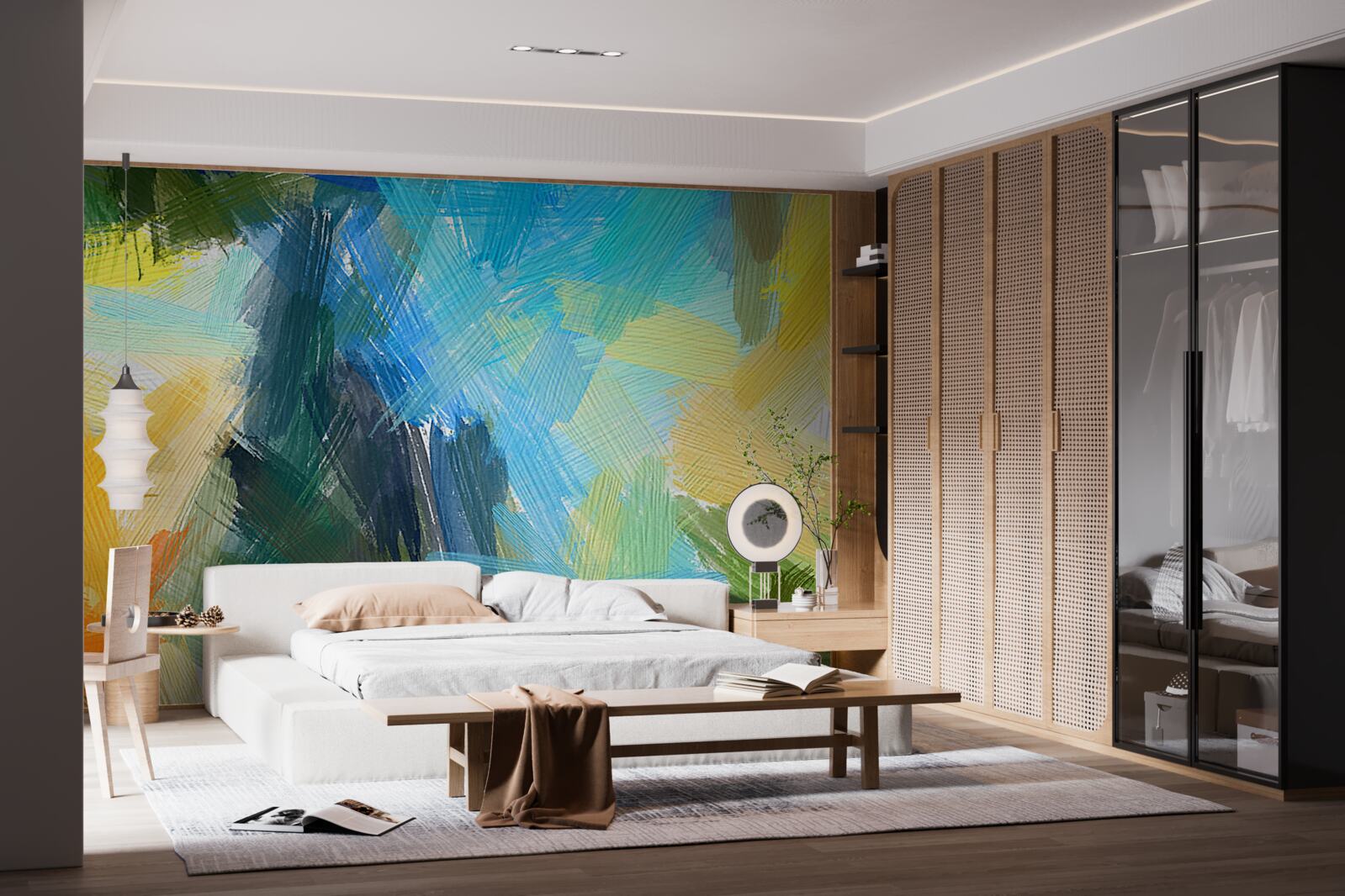 Fototapet abstracție de toamnă creată cu vopsele în ulei