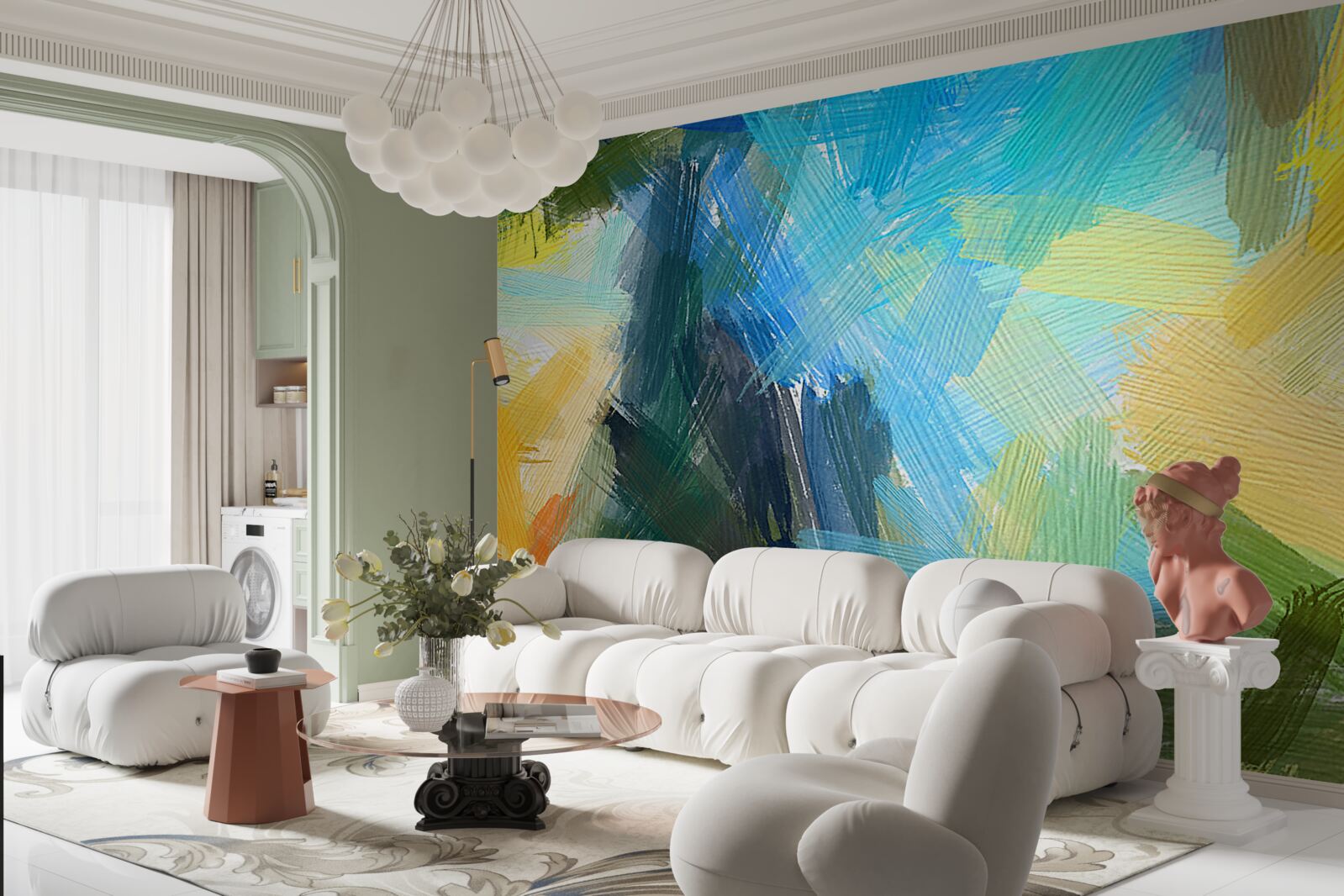 Fototapet abstracție de toamnă creată cu vopsele în ulei