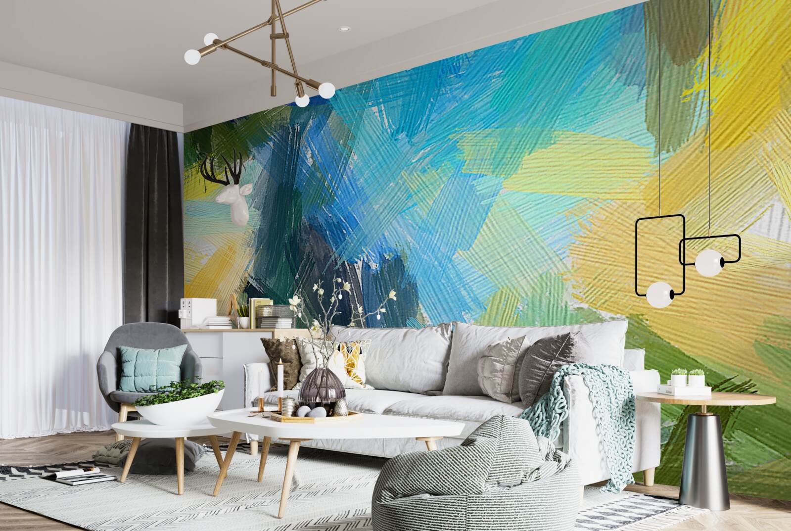 Fototapet abstracție de toamnă creată cu vopsele în ulei