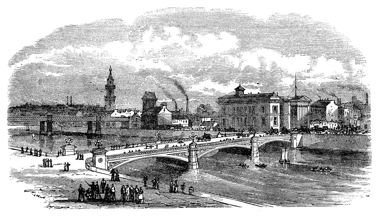 Fototapet retro albert bridge w glasgow