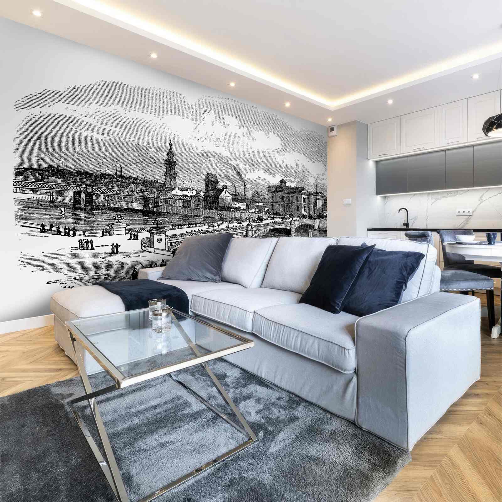 Fototapet retro albert bridge w glasgow