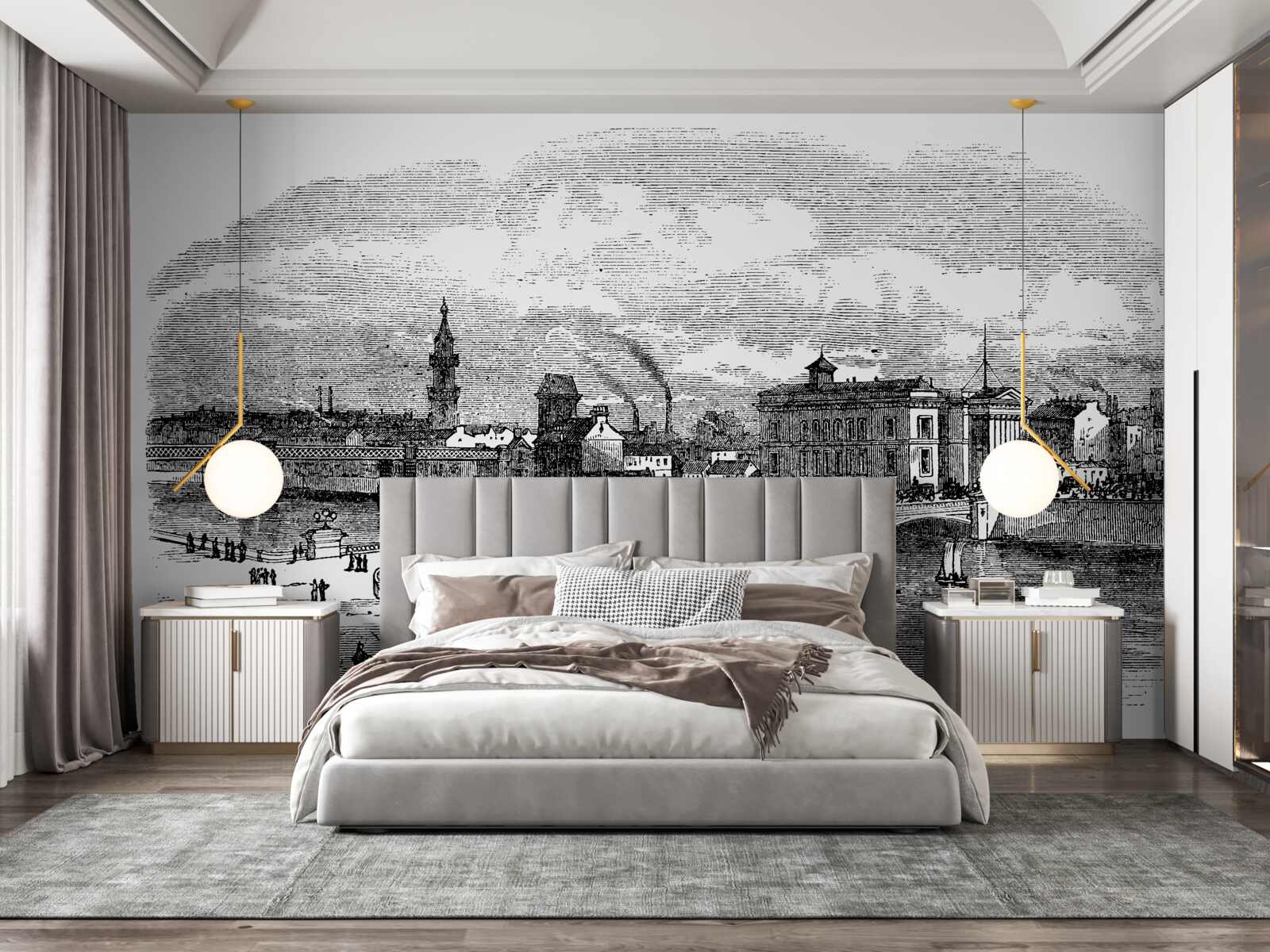 Fototapet retro albert bridge w glasgow