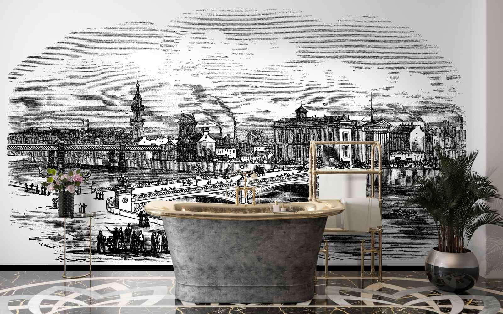 Fototapet retro albert bridge w glasgow