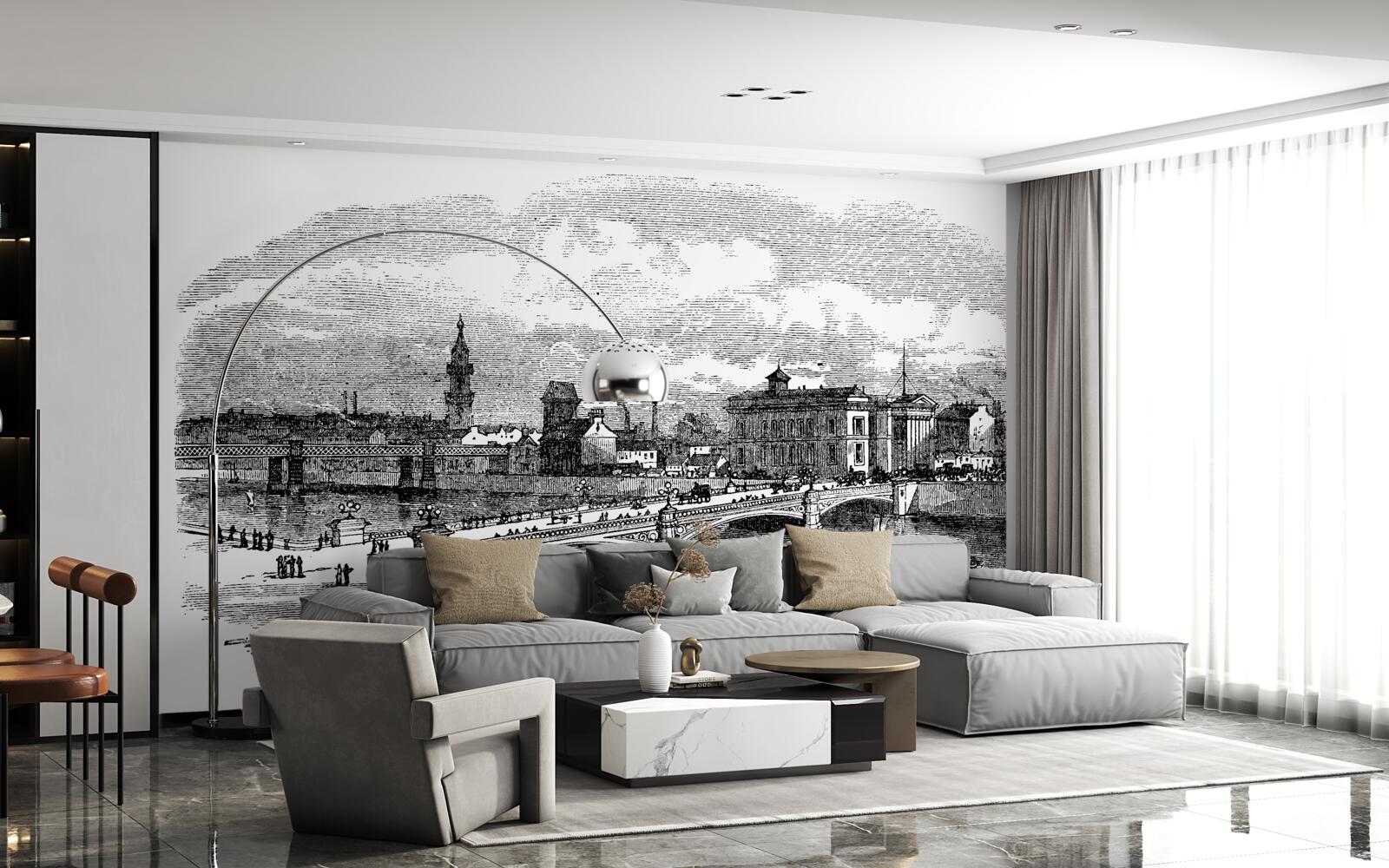 Fototapet retro albert bridge w glasgow