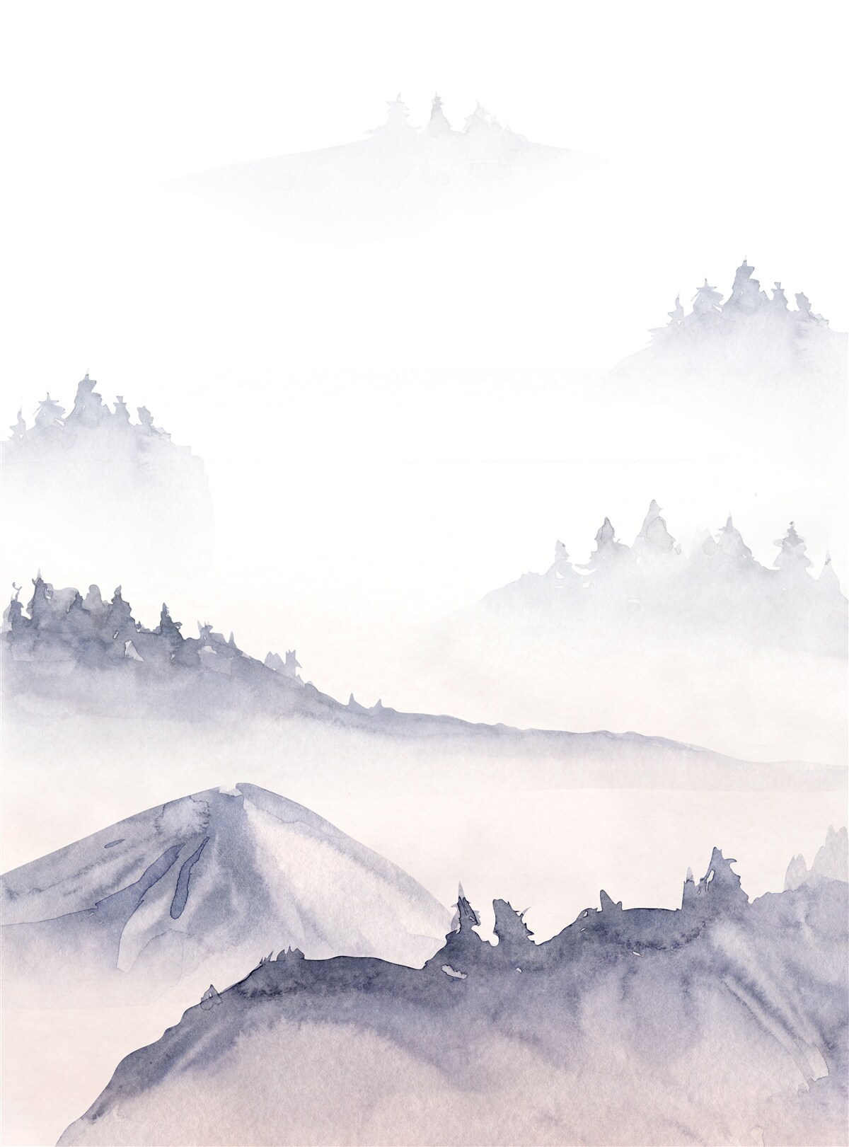 Fototapet munții sunt scufundați în ceață