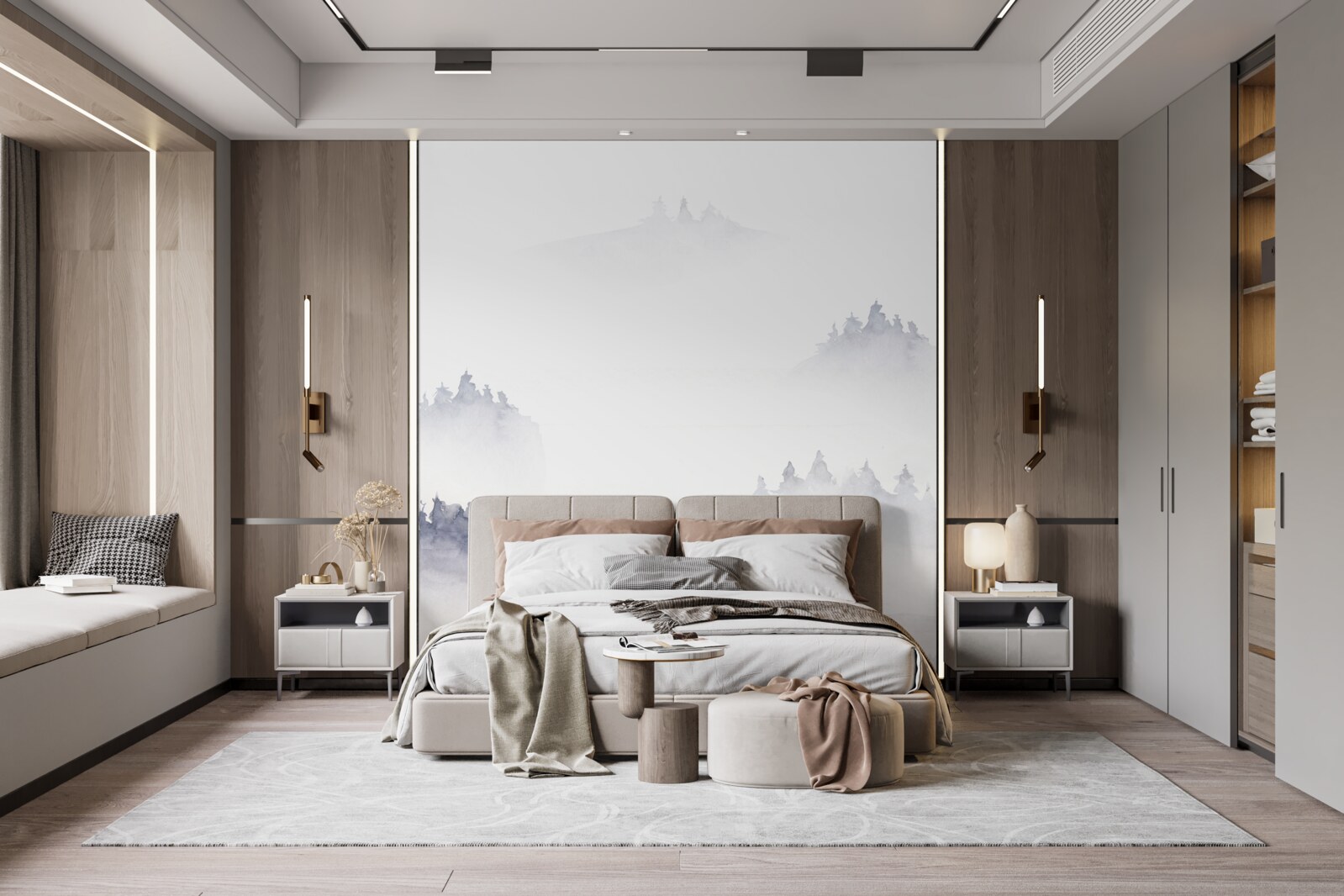 Fototapet munții sunt scufundați în ceață