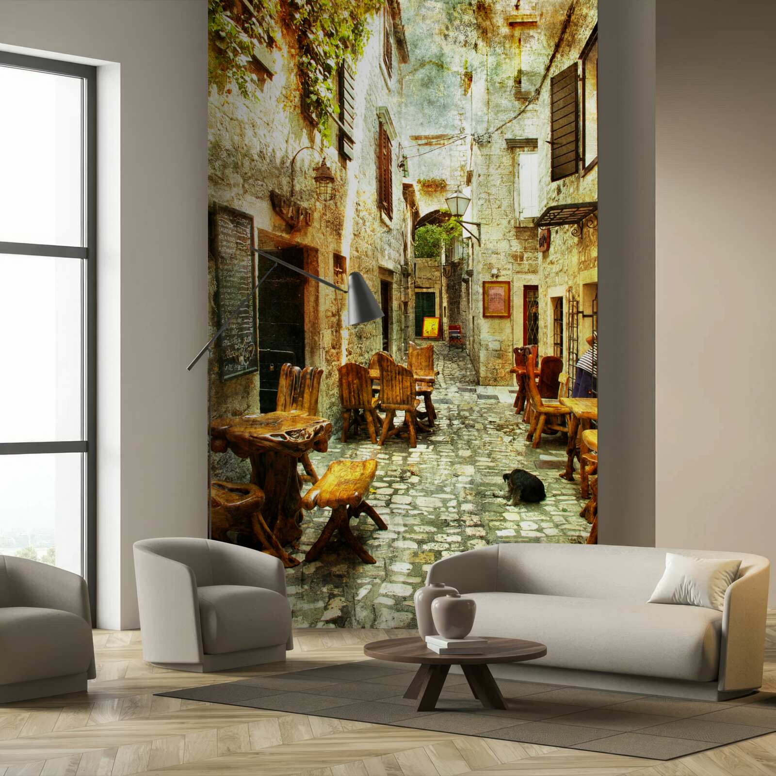 Fototapet cafenea confortabilă, liniștită, într-o zonă istorică a orașului