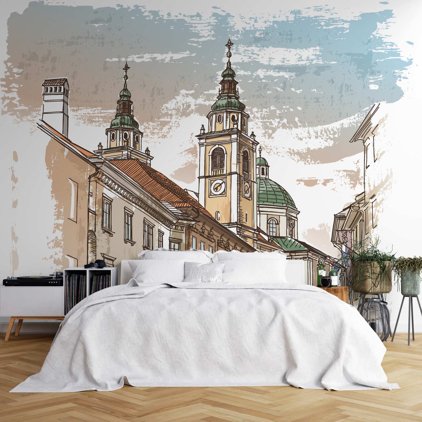 Fototapet oraș antic descris în creion