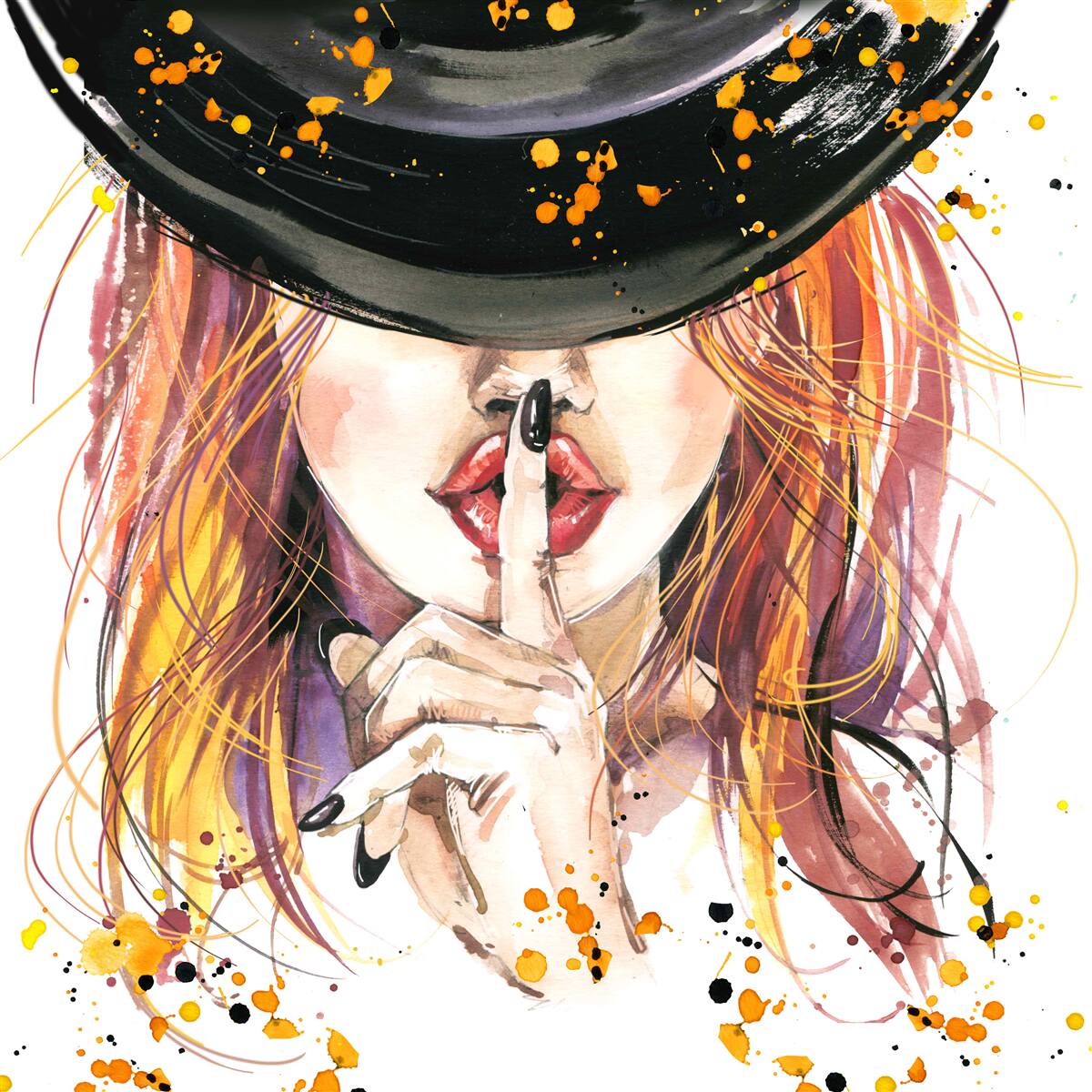 Fototapet femeie cu o pălărie neagră