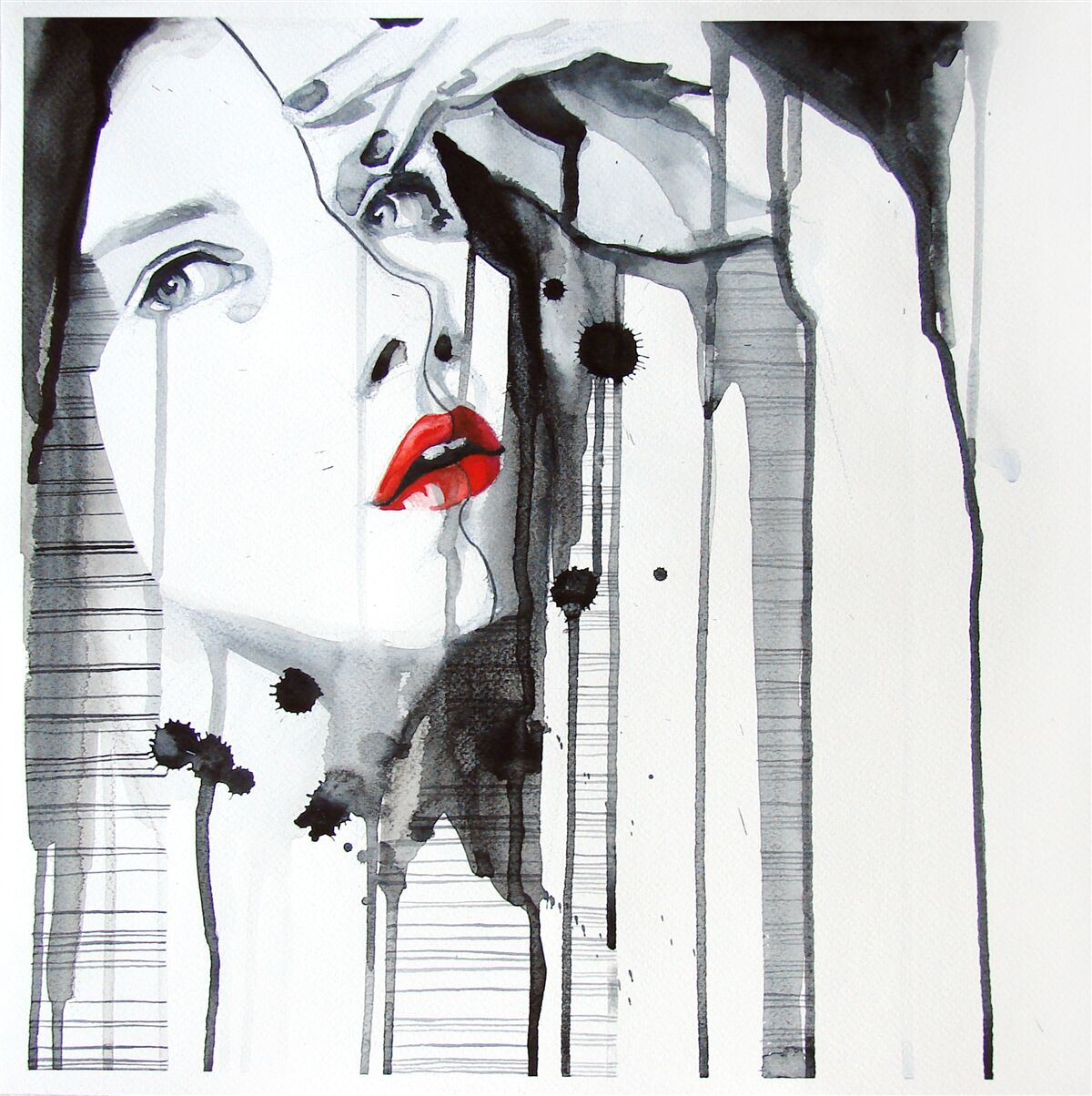 Fototapet imaginea unei femei cu buze cărămizii