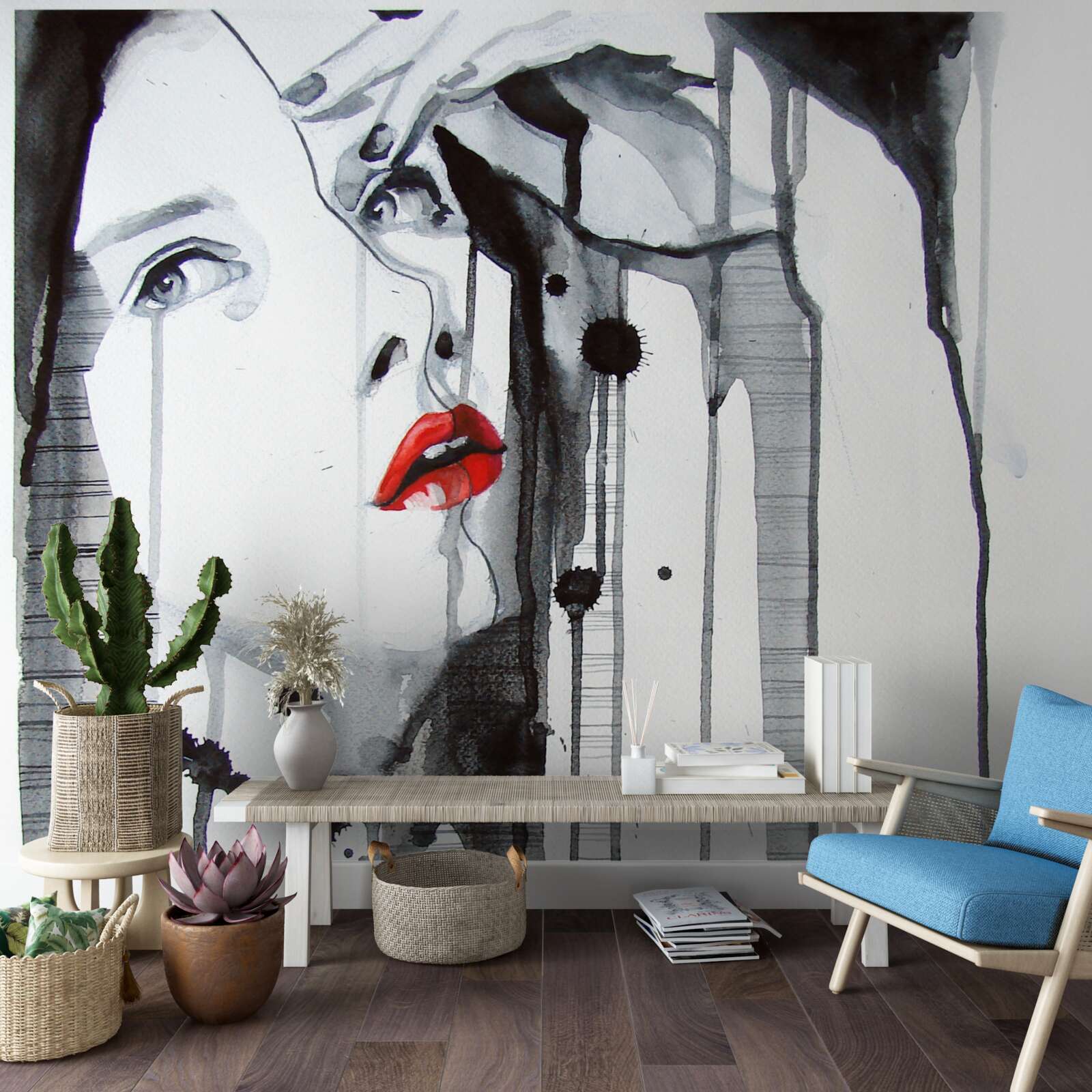 Fototapet imaginea unei femei cu buze cărămizii