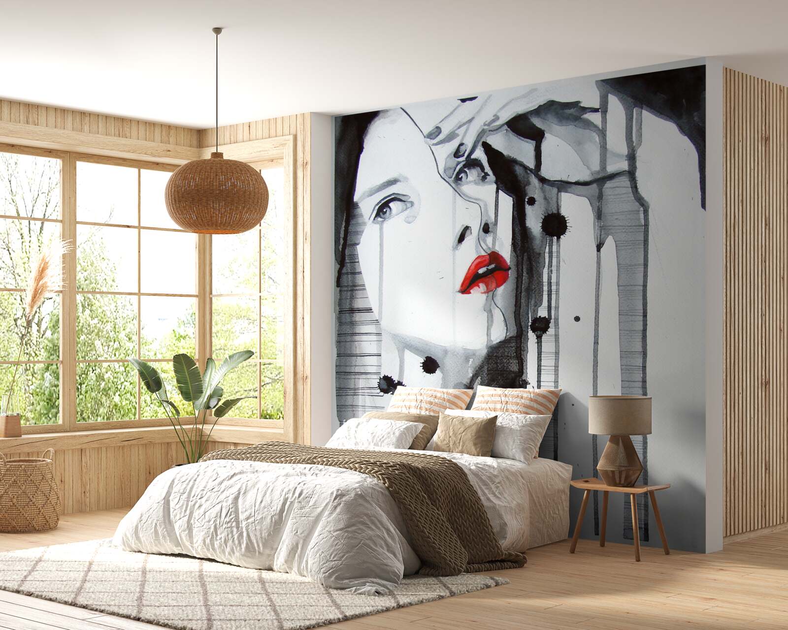 Fototapet imaginea unei femei cu buze cărămizii