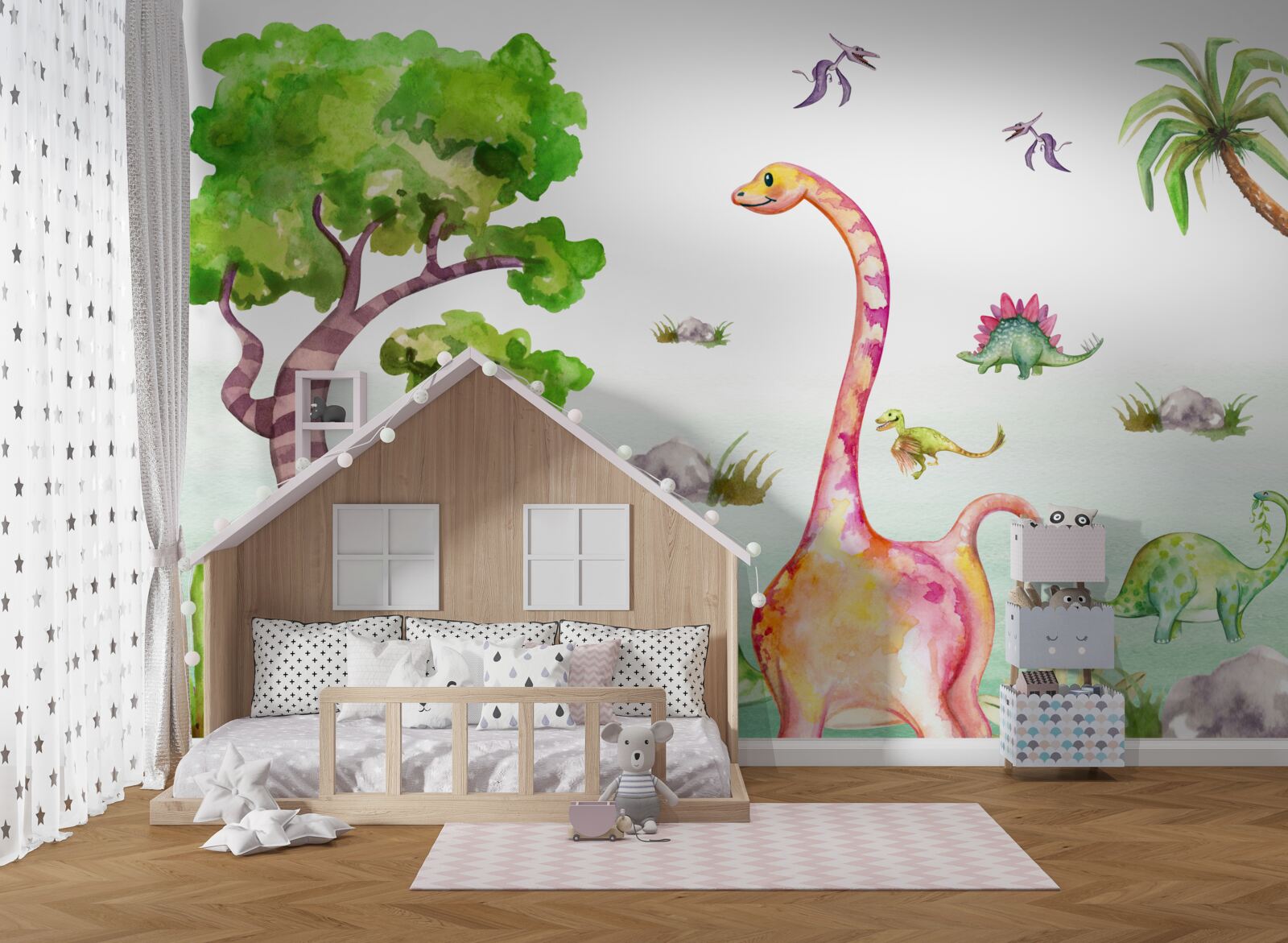 Fototapet dinozauri animați care ies la plimbare