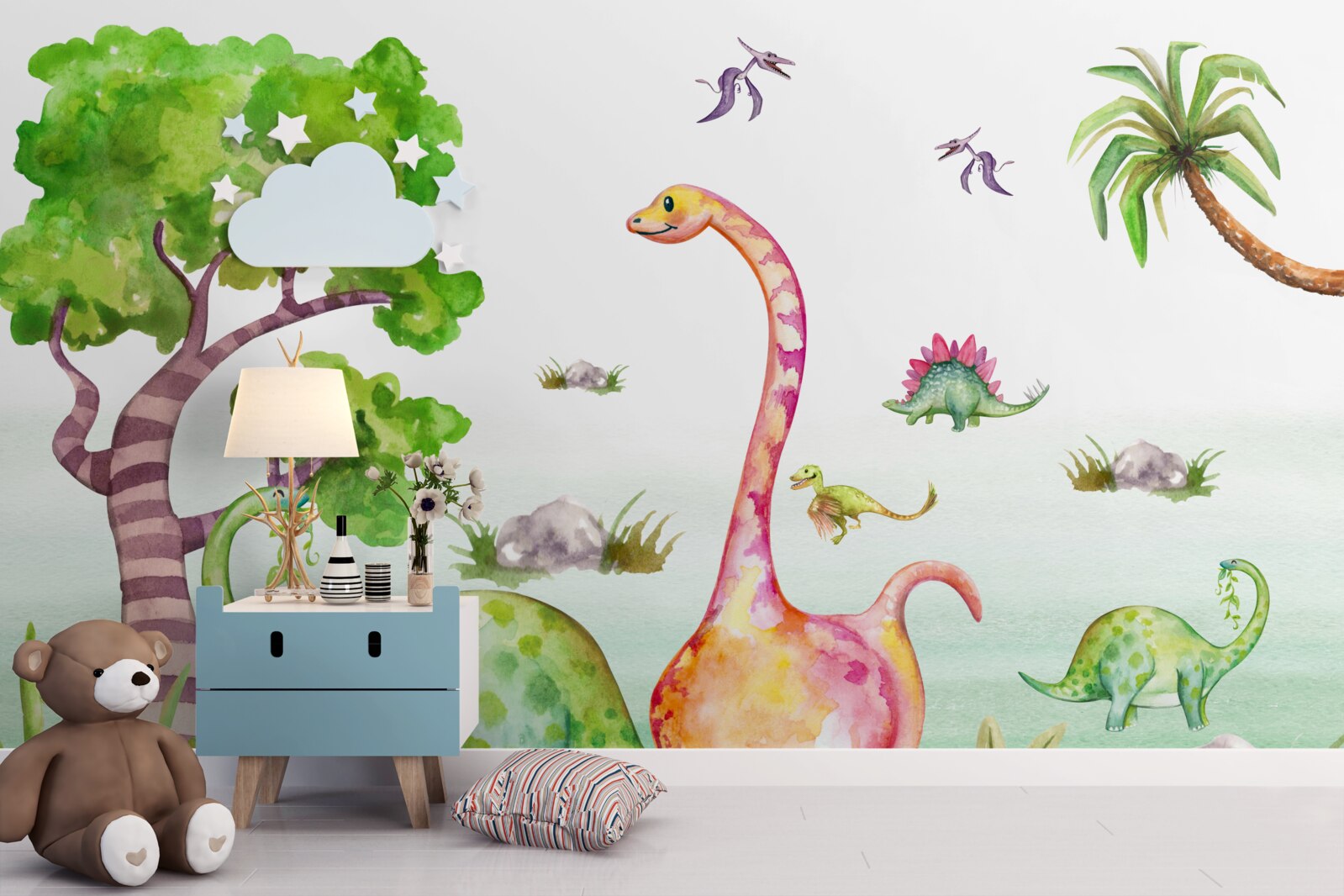 Fototapet dinozauri animați care ies la plimbare