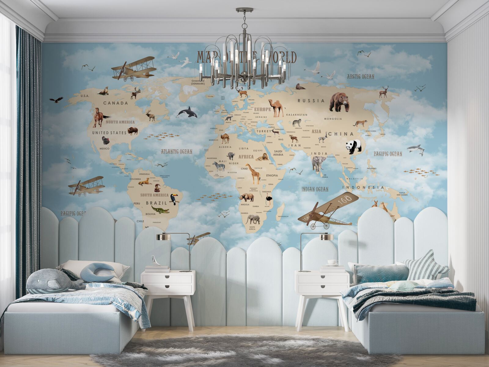 Fototapet hartă cu transportul și animalele