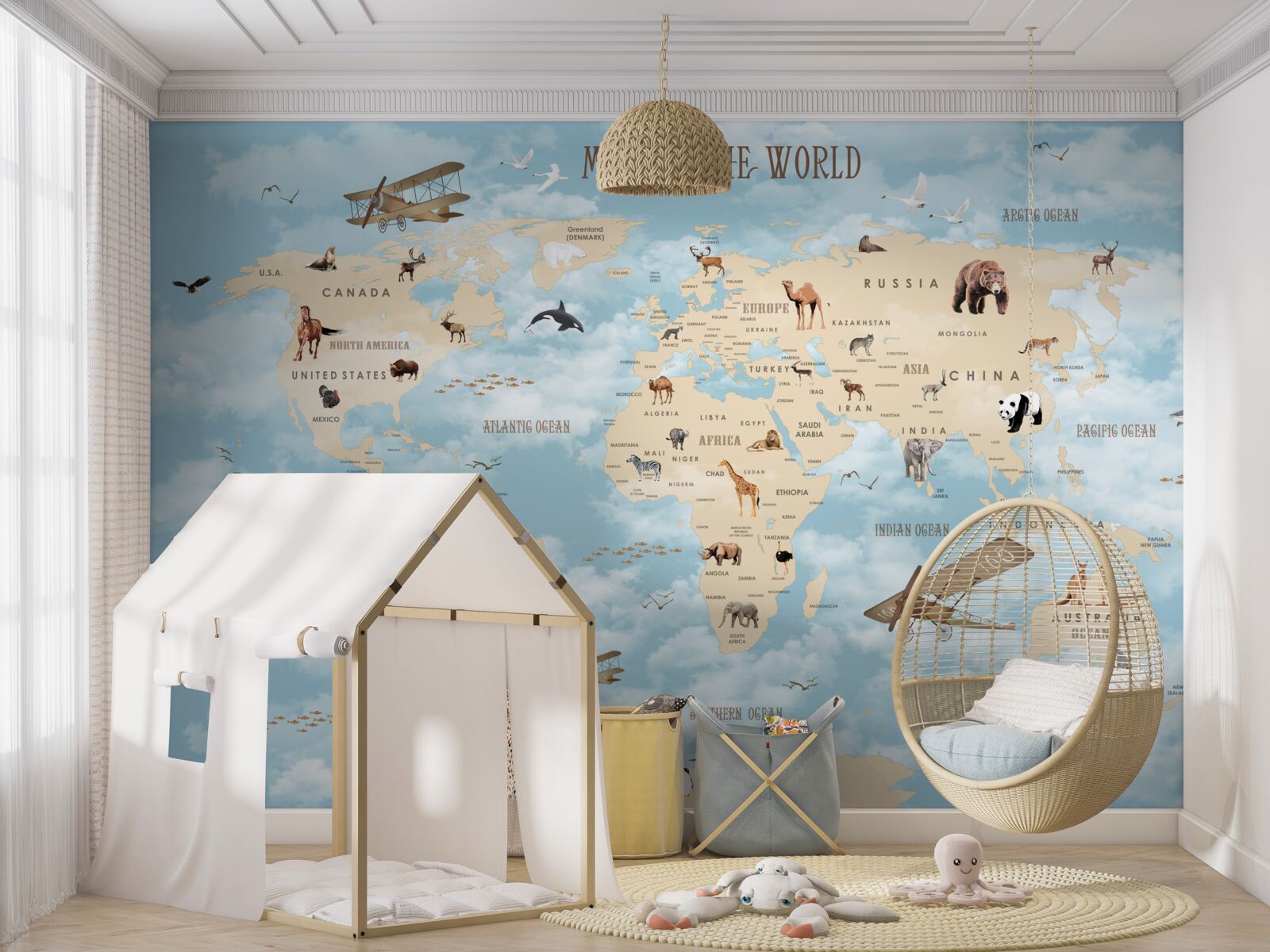 Fototapet hartă cu transportul și animalele