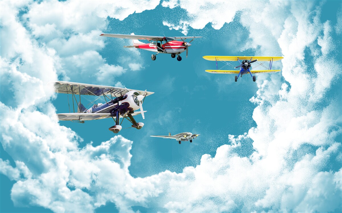 Fototapet avioanele sunt pe cer