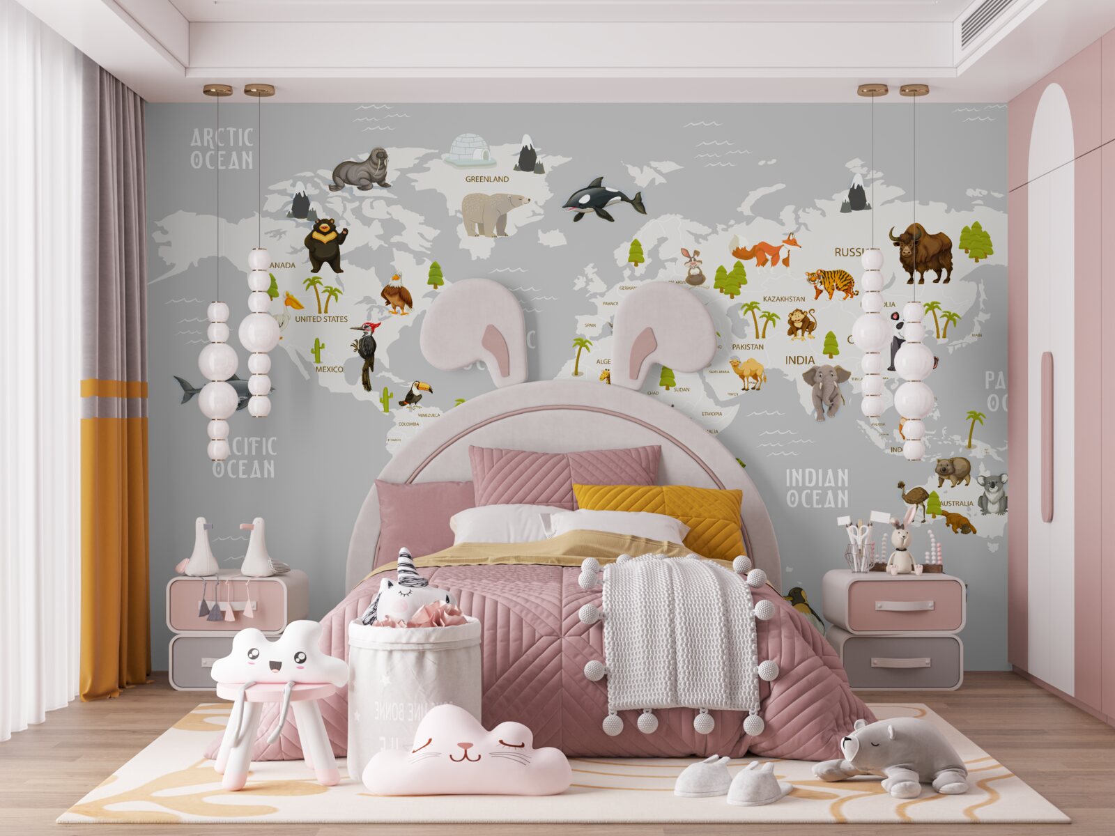 Fototapet hartă cu animale sălbatice