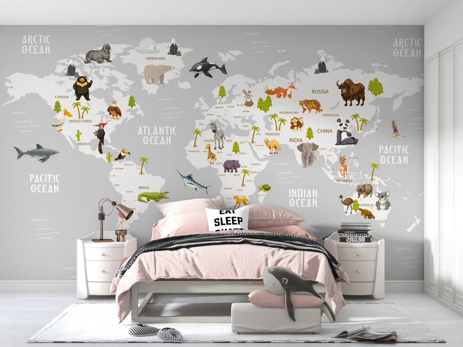 Fototapet hartă cu animale sălbatice