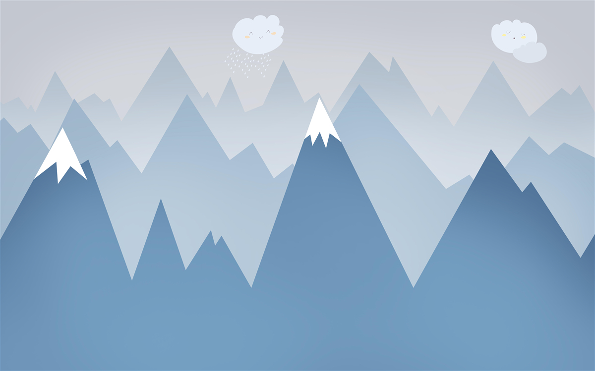 Fototapet siluete de munți în albastru