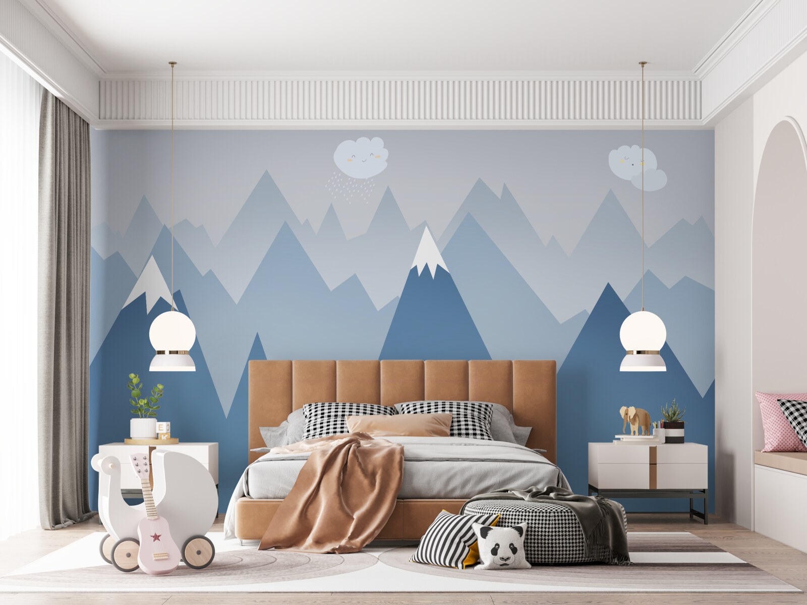 Fototapet siluete de munți în albastru