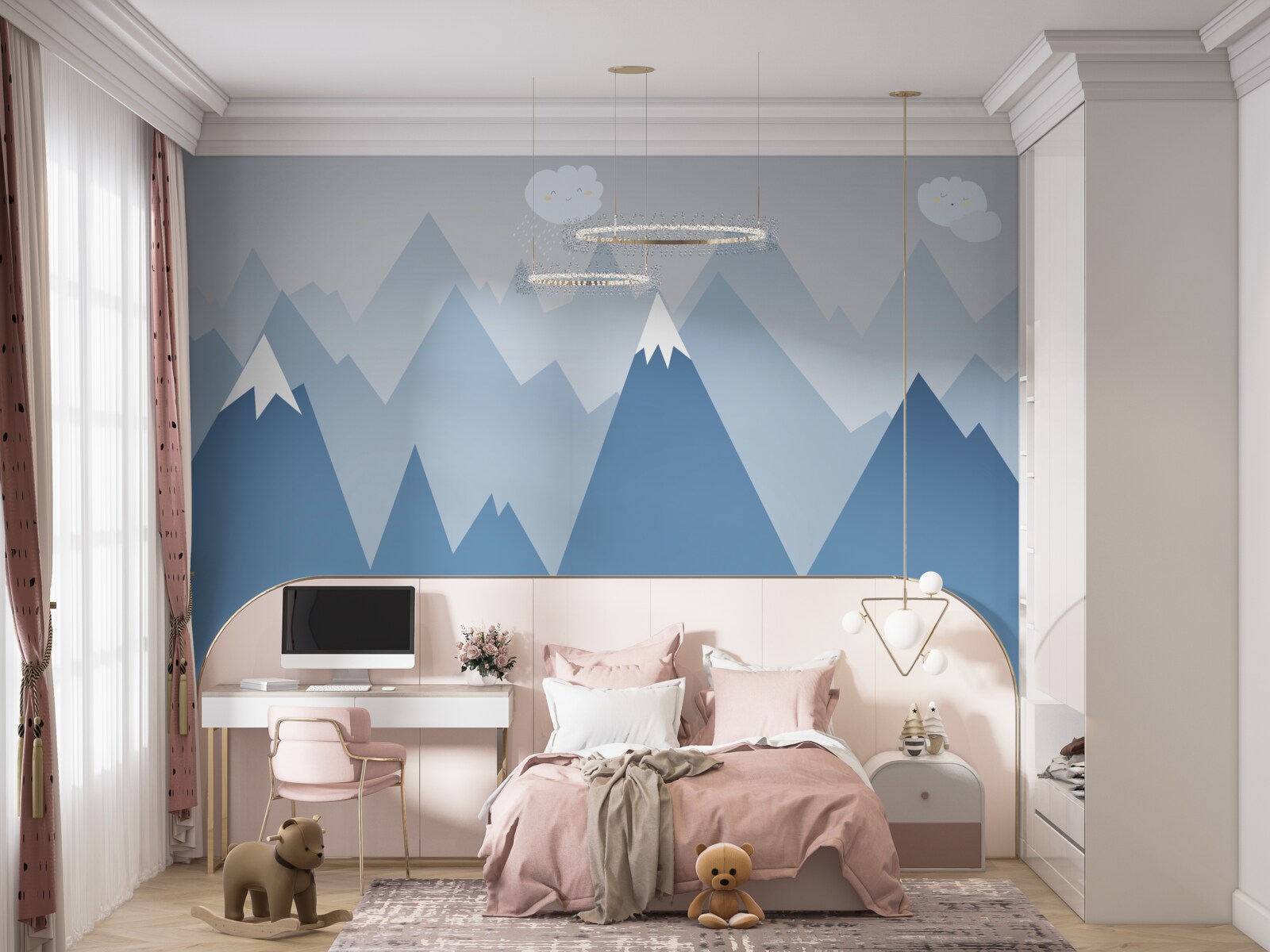 Fototapet siluete de munți în albastru