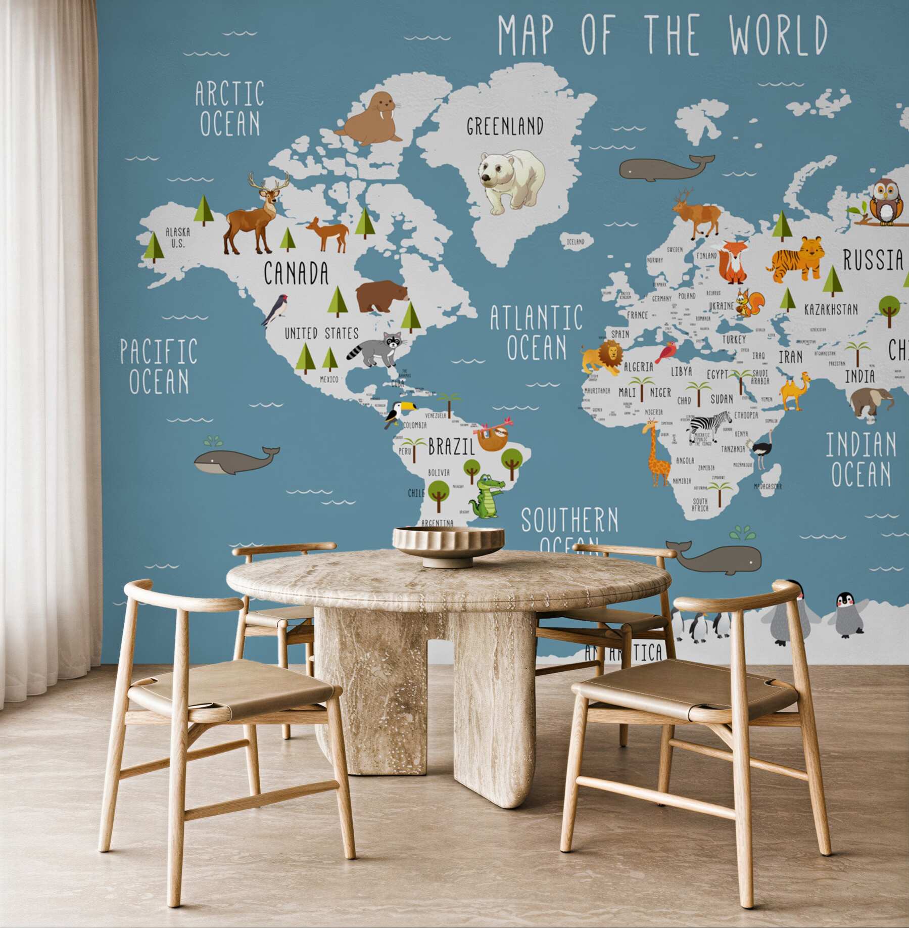 Fototapeta mapa wykonana w animowanej estetyce