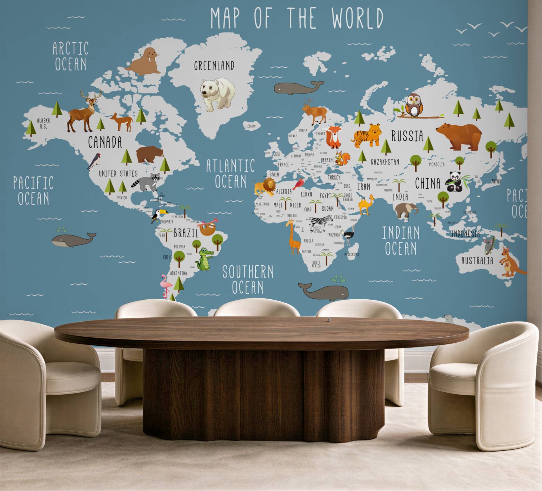 Fototapeta mapa wykonana w animowanej estetyce