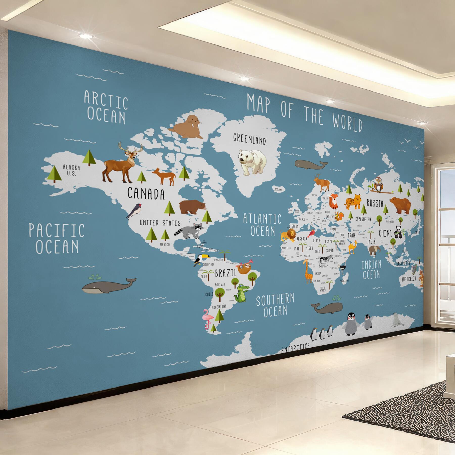 Fototapeta mapa wykonana w animowanej estetyce