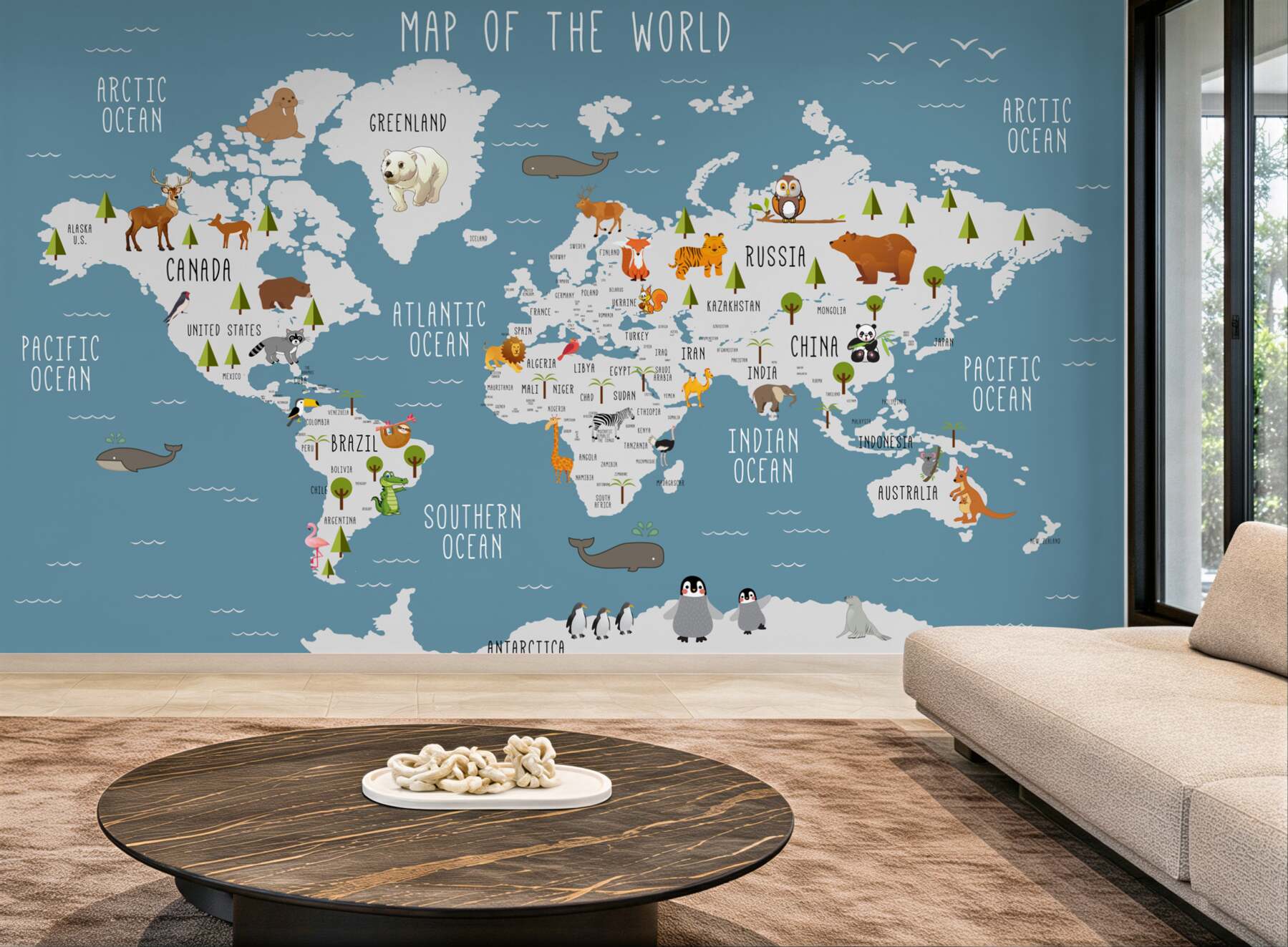 Fototapeta mapa wykonana w animowanej estetyce