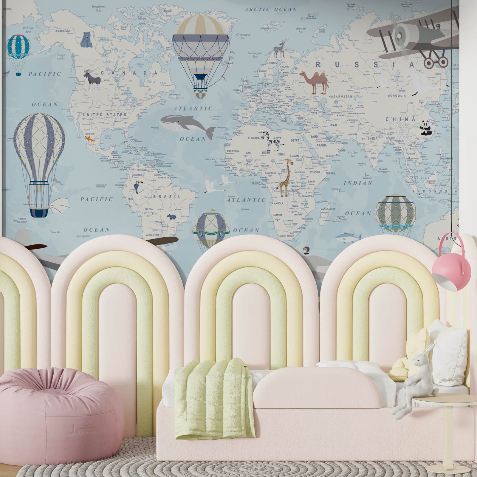 Fototapet hartă cu detalii, redată în albastru deschis