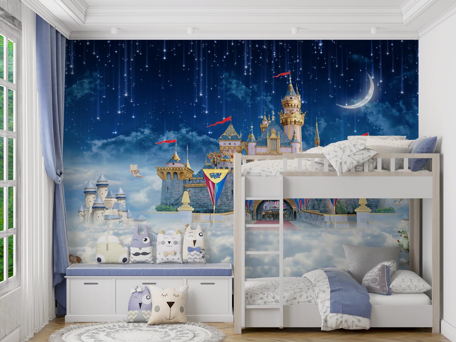 Fototapet ploaie de meteoriți peste o fortăreață mare