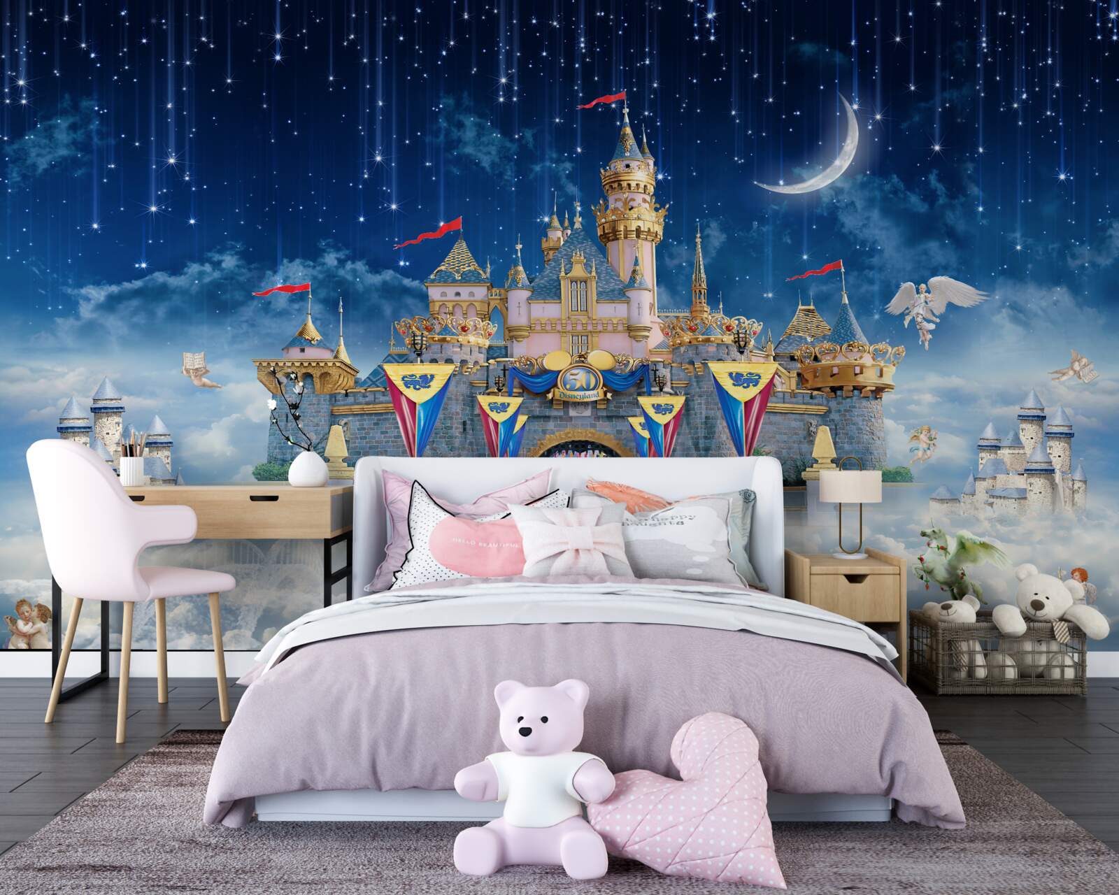 Fototapet ploaie de meteoriți peste o fortăreață mare