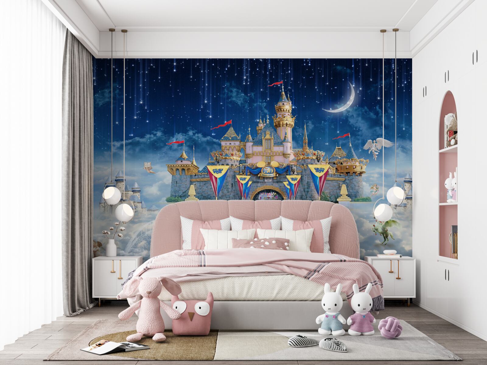 Fototapet ploaie de meteoriți peste o fortăreață mare