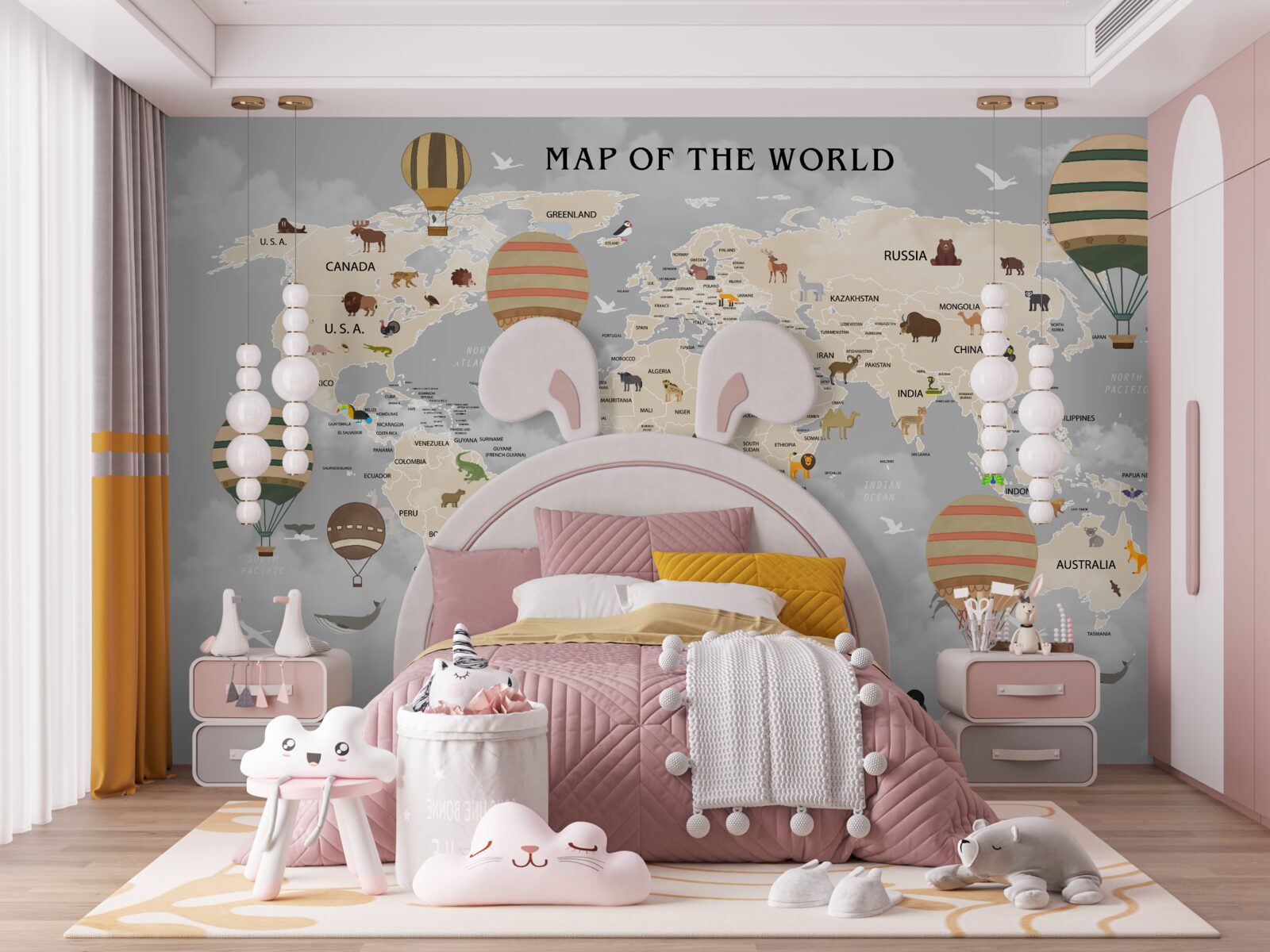 Fototapet glob și baloane