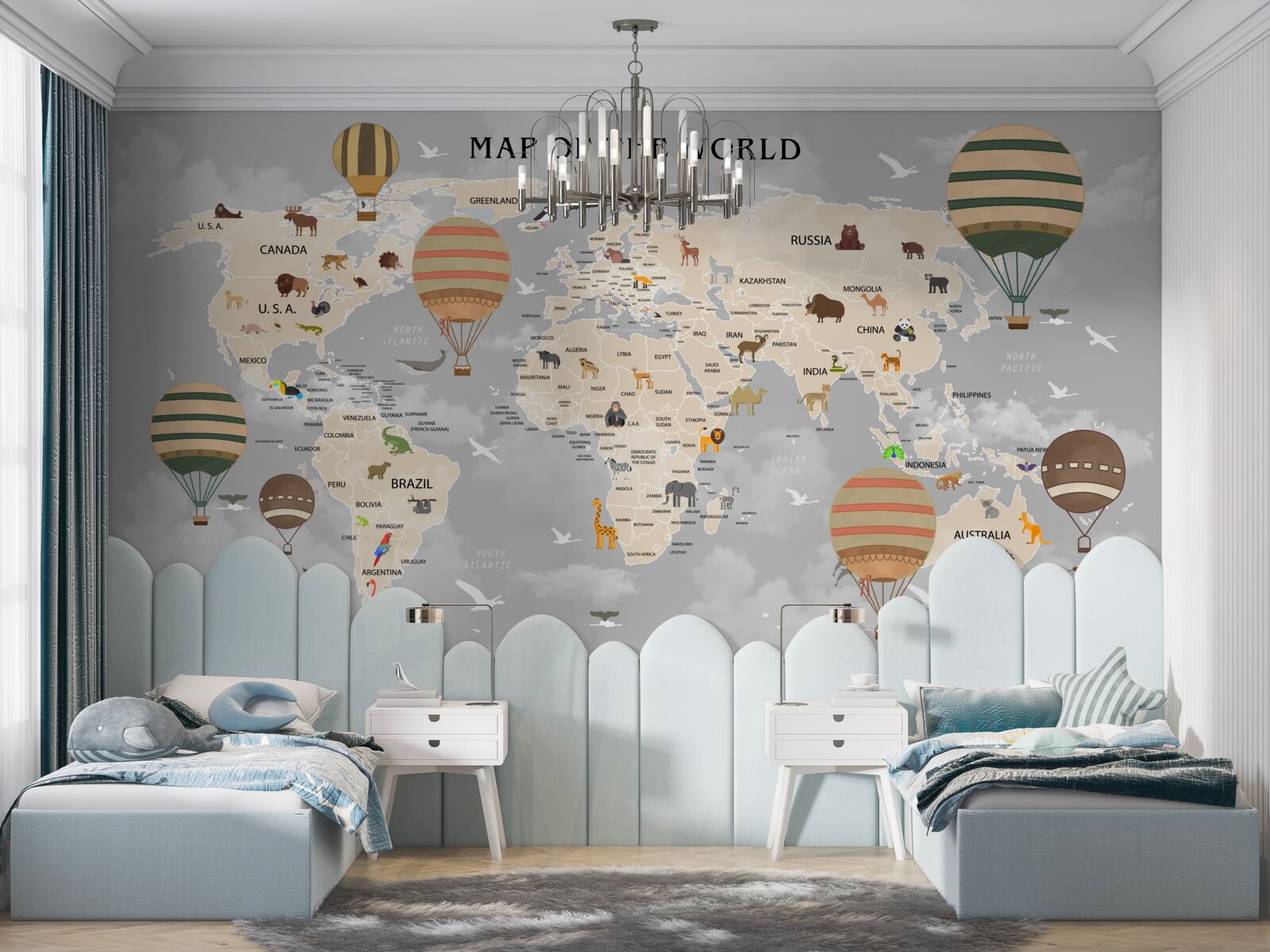 Fototapet glob și baloane