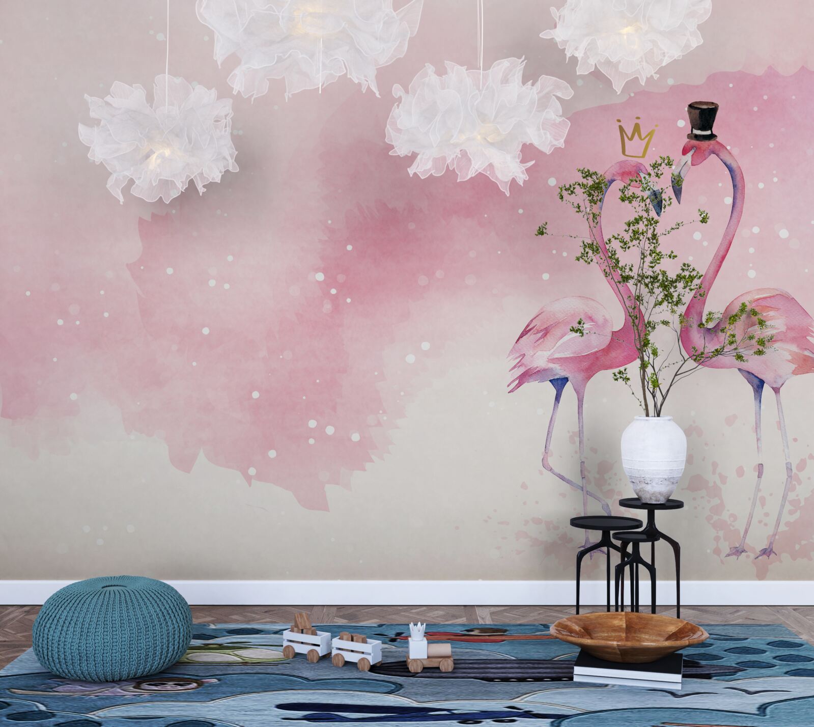 Fototapet două flamingo roz